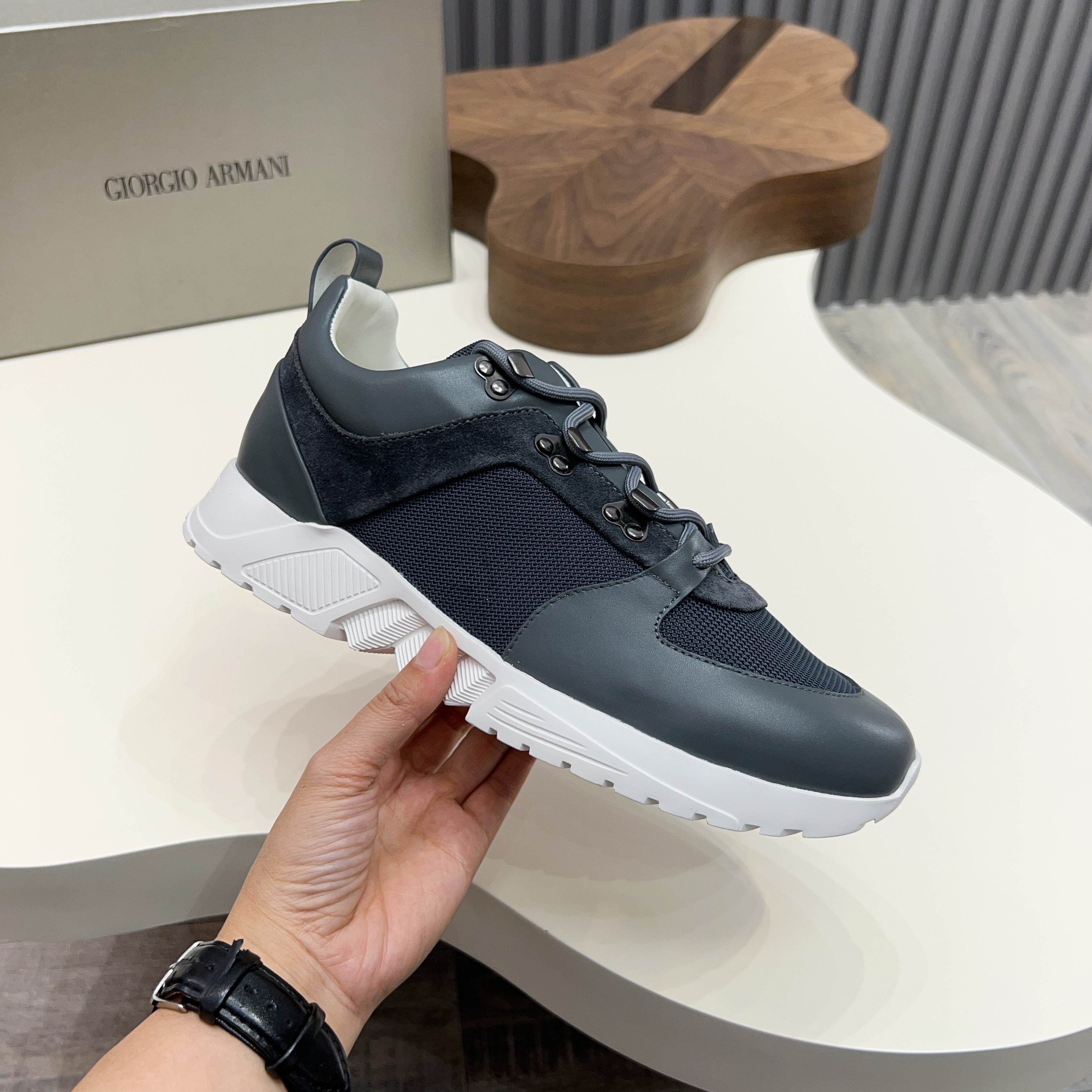 Giorgio Armani Men's Leather And Mesh Sneakers Casual Luxury Shoes 5 a1745154497470 1575