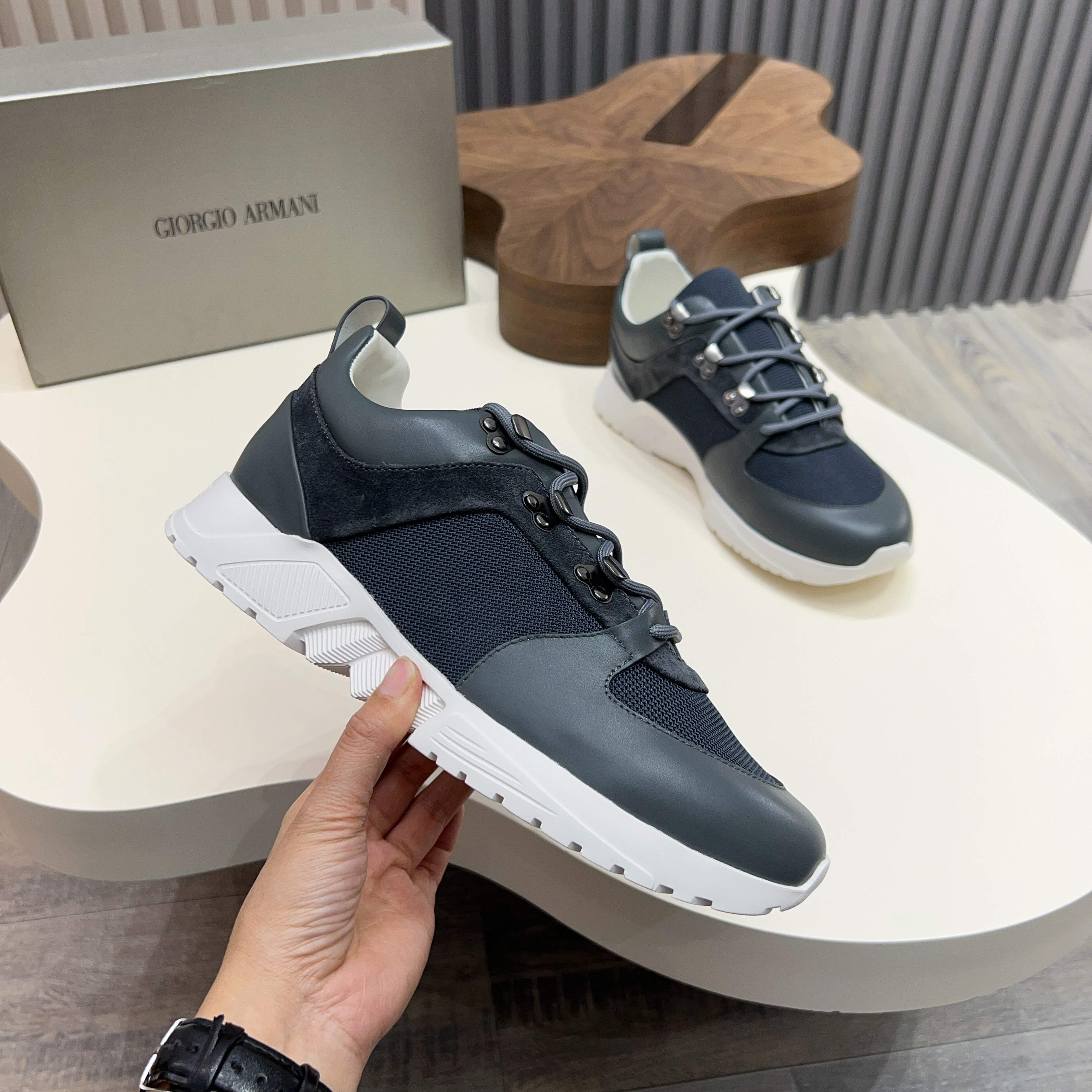 Giorgio Armani Men's Leather And Mesh Sneakers Casual Luxury Shoes 3 a1745154497822 6046