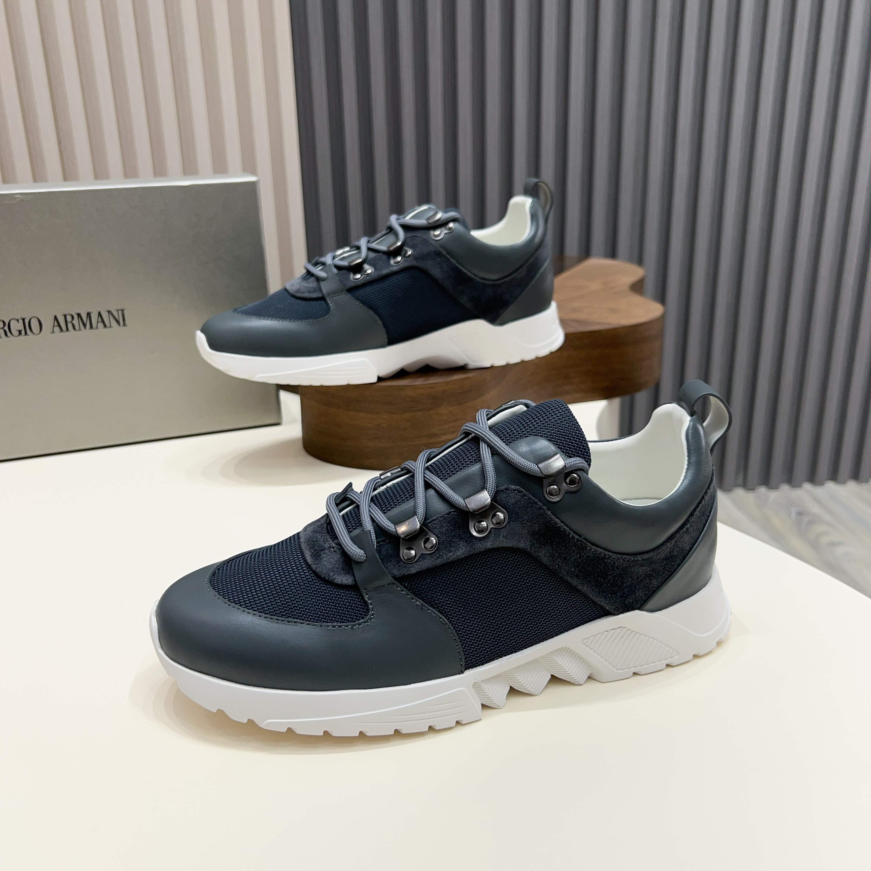 Giorgio Armani Men's Leather And Mesh Sneakers Casual Luxury Shoes 11 a1745154500009 8807