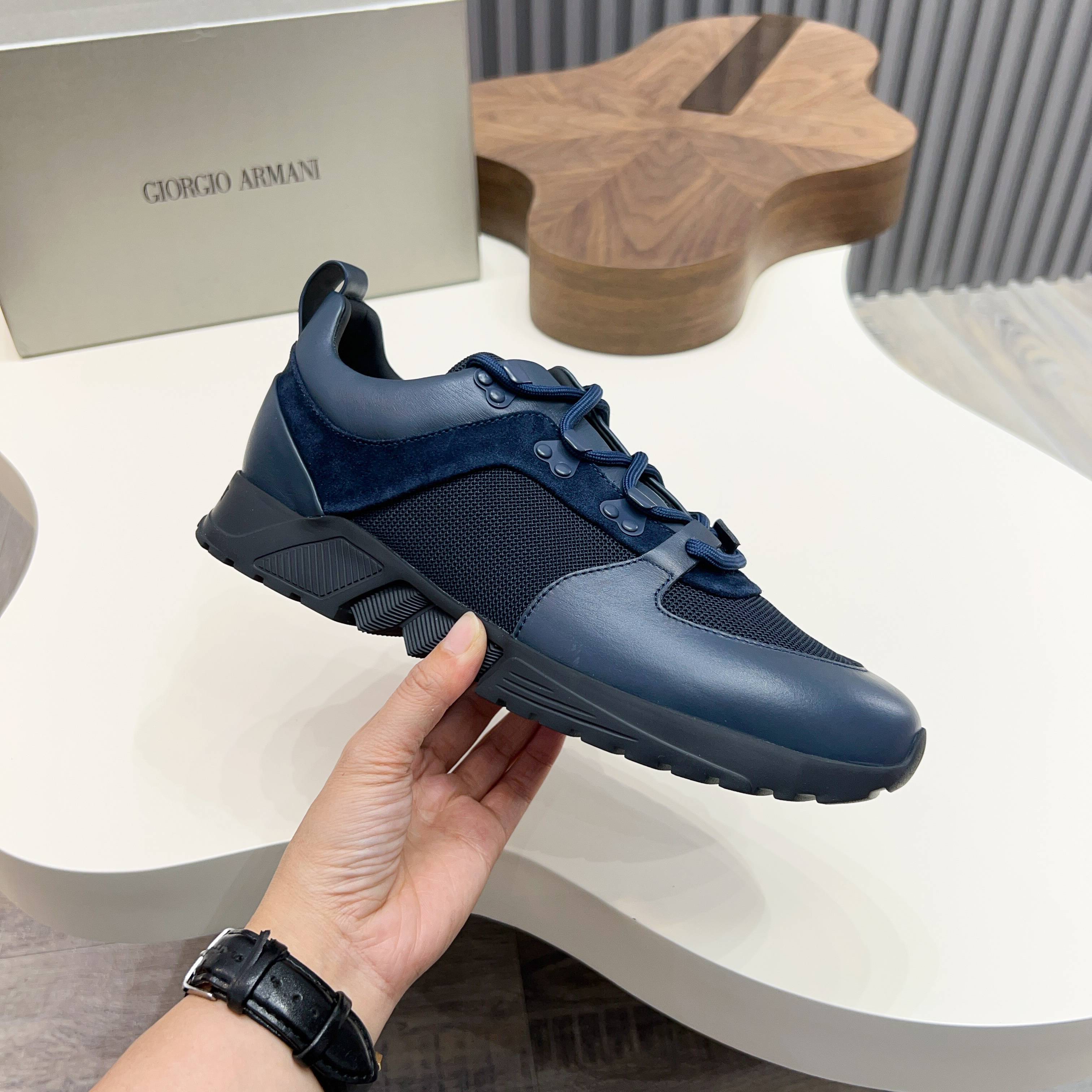 Giorgio Armani Men's Blue Leather & Suede Lace-Up Fashion Sneakers 5 a1745154537519 7175