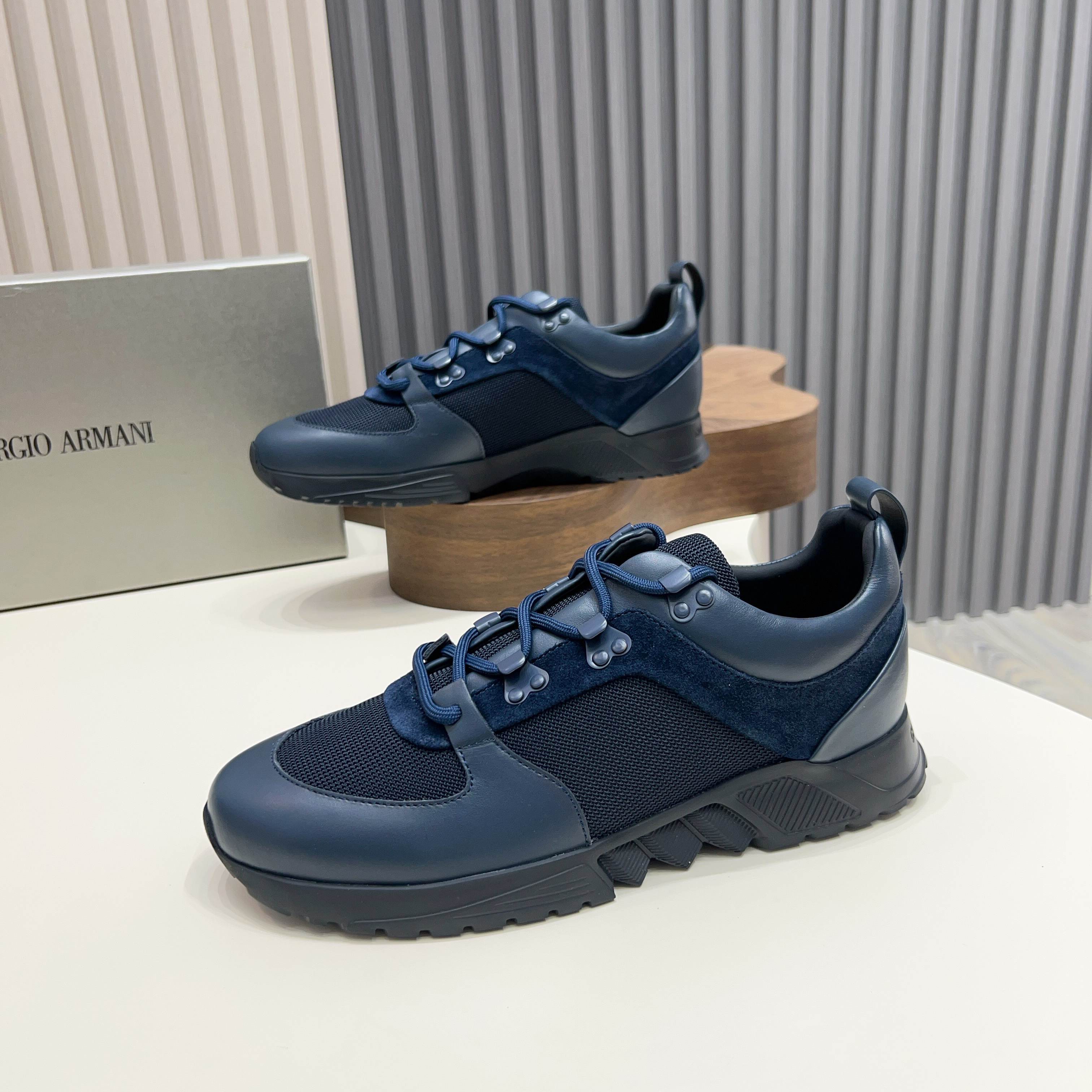 Giorgio Armani Men's Blue Leather & Suede Lace-Up Fashion Sneakers 11 a1745154541968 5126