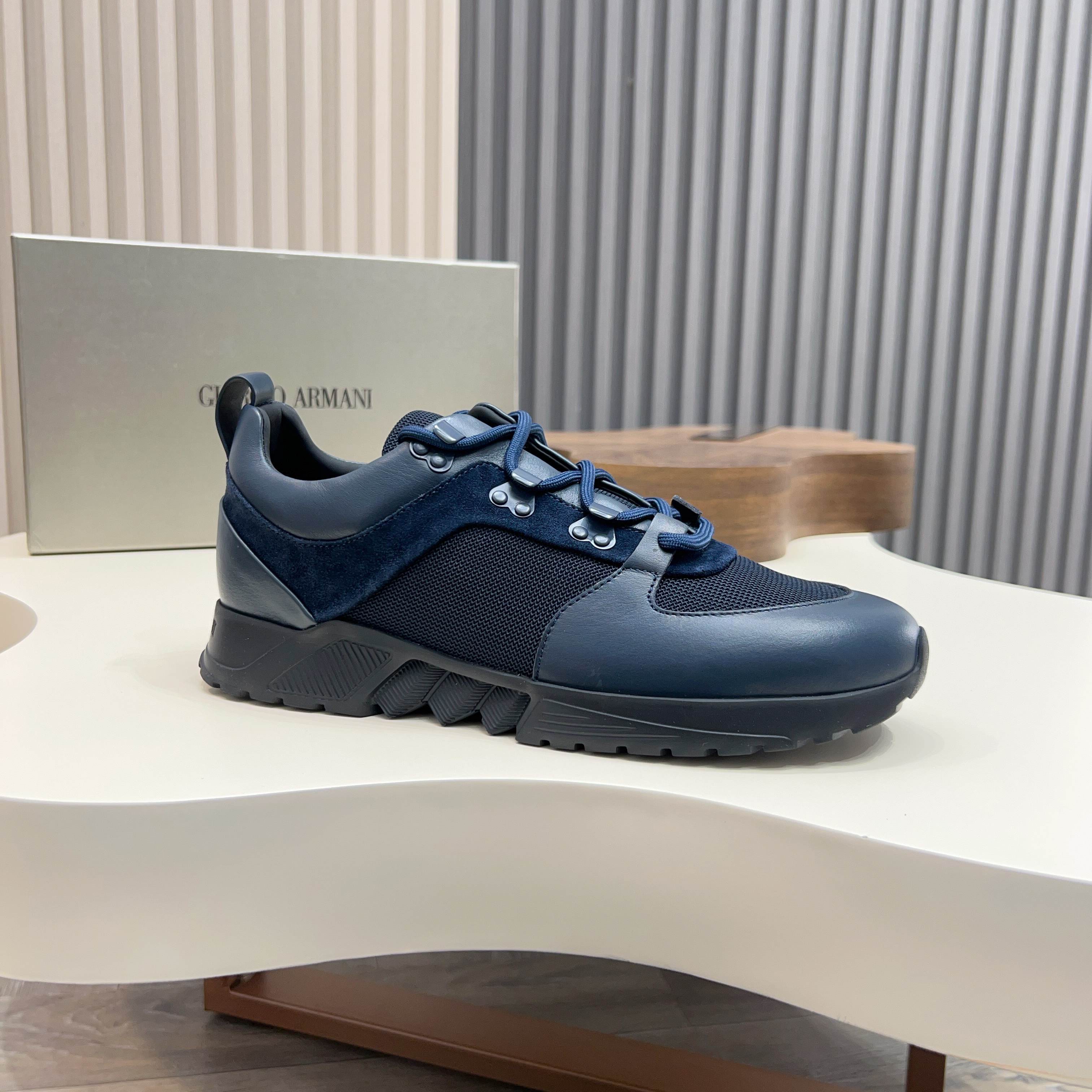 Giorgio Armani Men's Blue Leather & Suede Lace-Up Fashion Sneakers 7 a1745154542004 0014