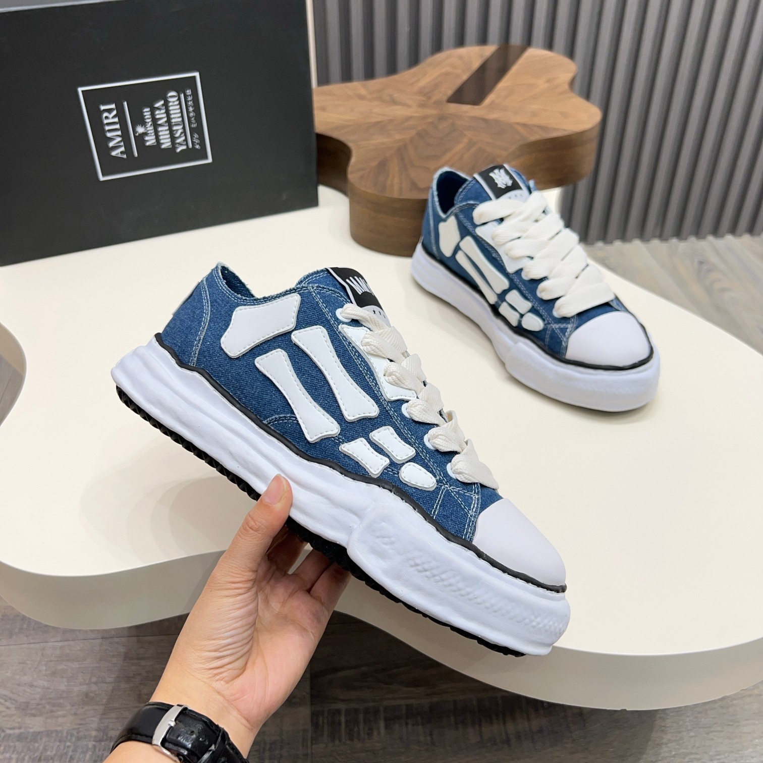 Amiri Sunset Skate Sneakers - Denim Low Top Shoes with Skeleton Applique 3 a1745154764207 5745