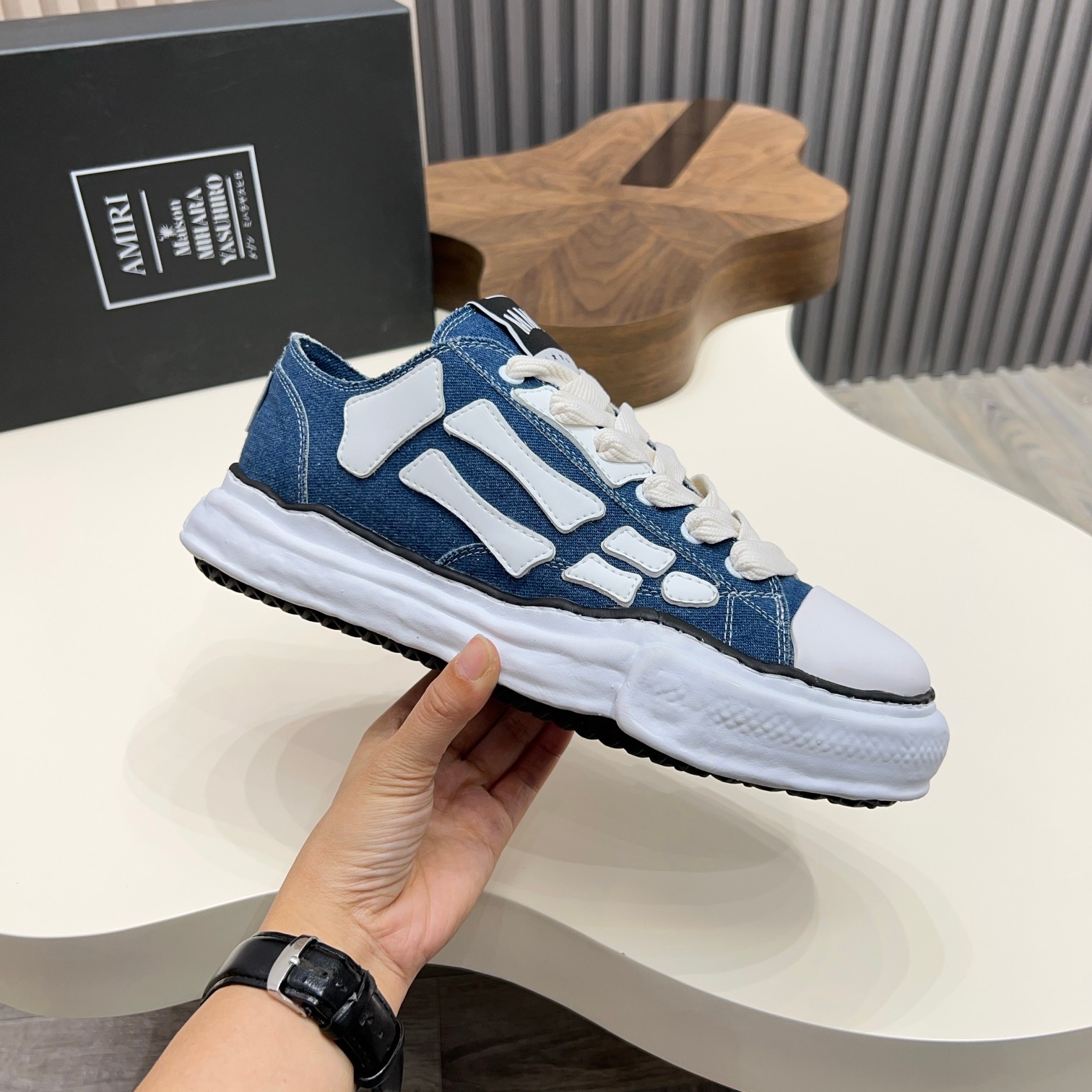 Amiri Sunset Skate Sneakers - Denim Low Top Shoes with Skeleton Applique 5 a1745154764216 3506