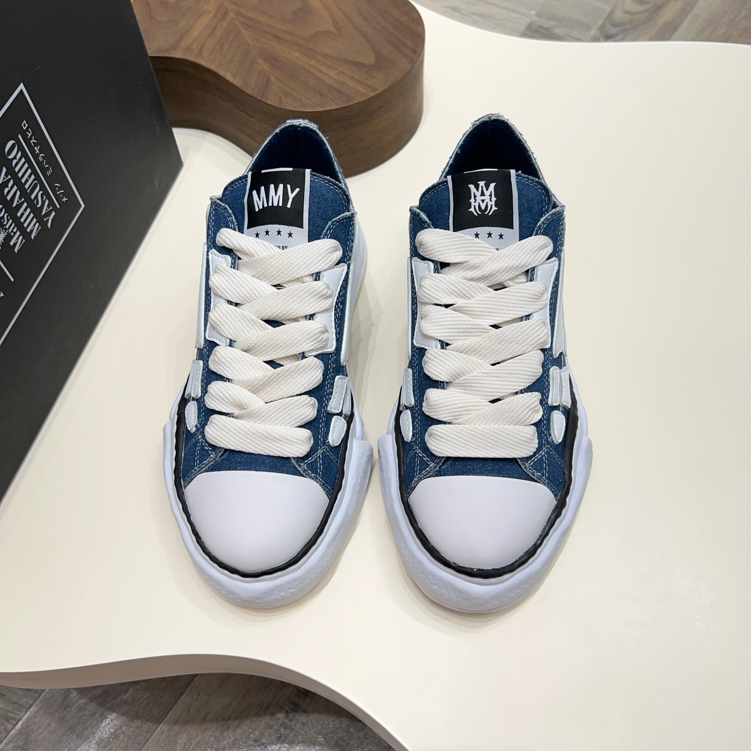 Amiri Sunset Skate Sneakers - Denim Low Top Shoes with Skeleton Applique 10 a1745154765480 5708
