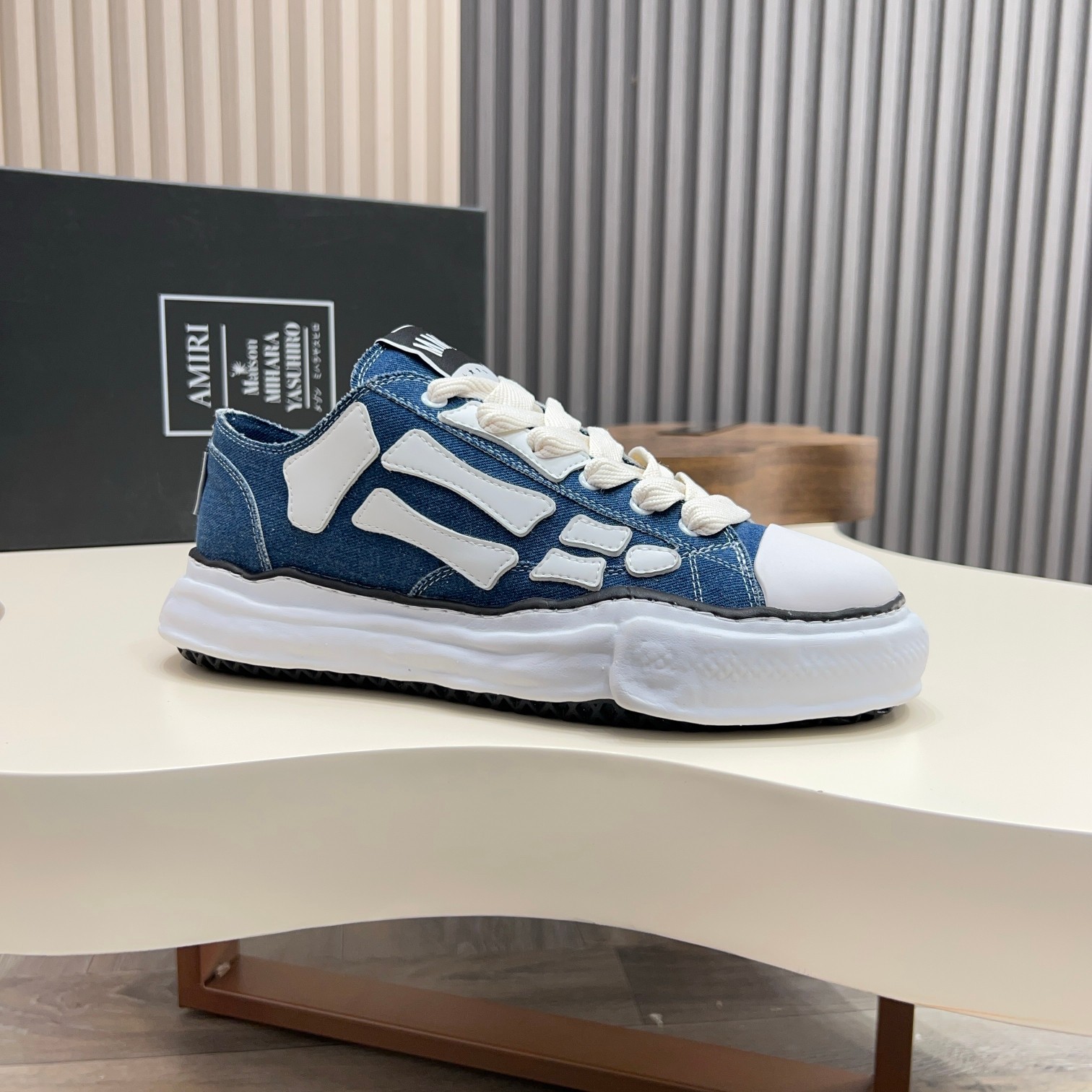 Amiri Sunset Skate Sneakers - Denim Low Top Shoes with Skeleton Applique 7 a1745154765587 3847