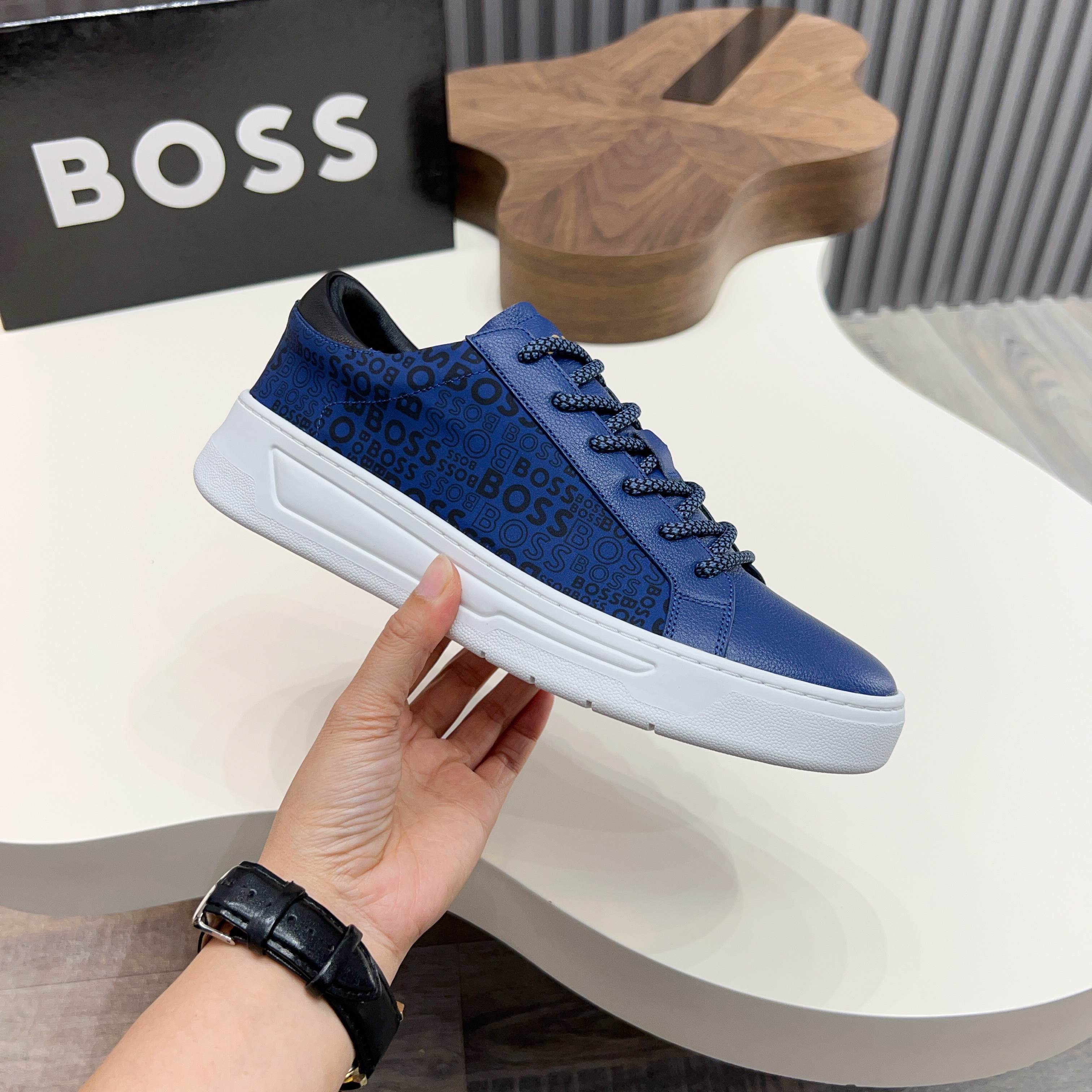 BOSS Men's Leather Sneakers - Comfortable, Breathable Sport Shoes 5 a1745625379166 0548