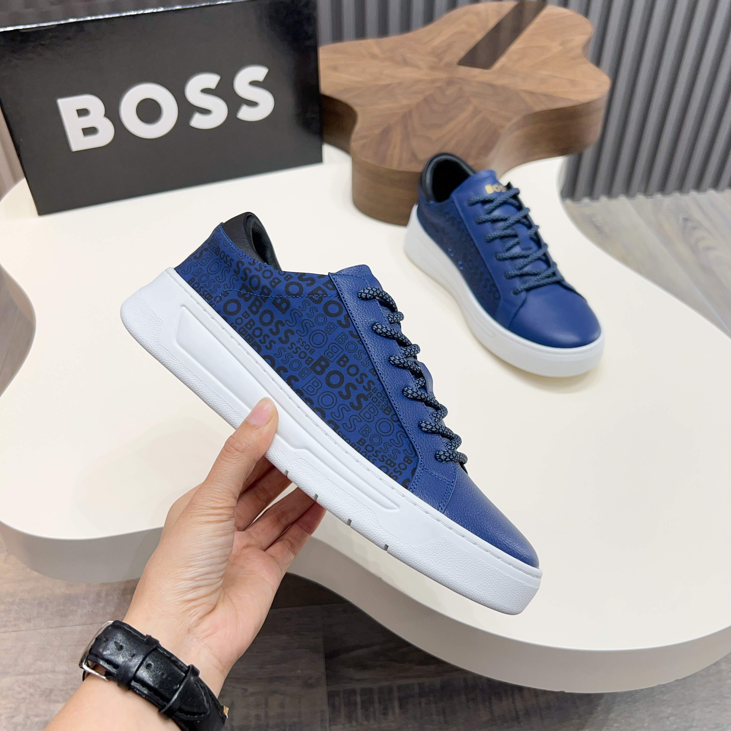 BOSS Men's Leather Sneakers - Comfortable, Breathable Sport Shoes 3 a1745625379182 2132