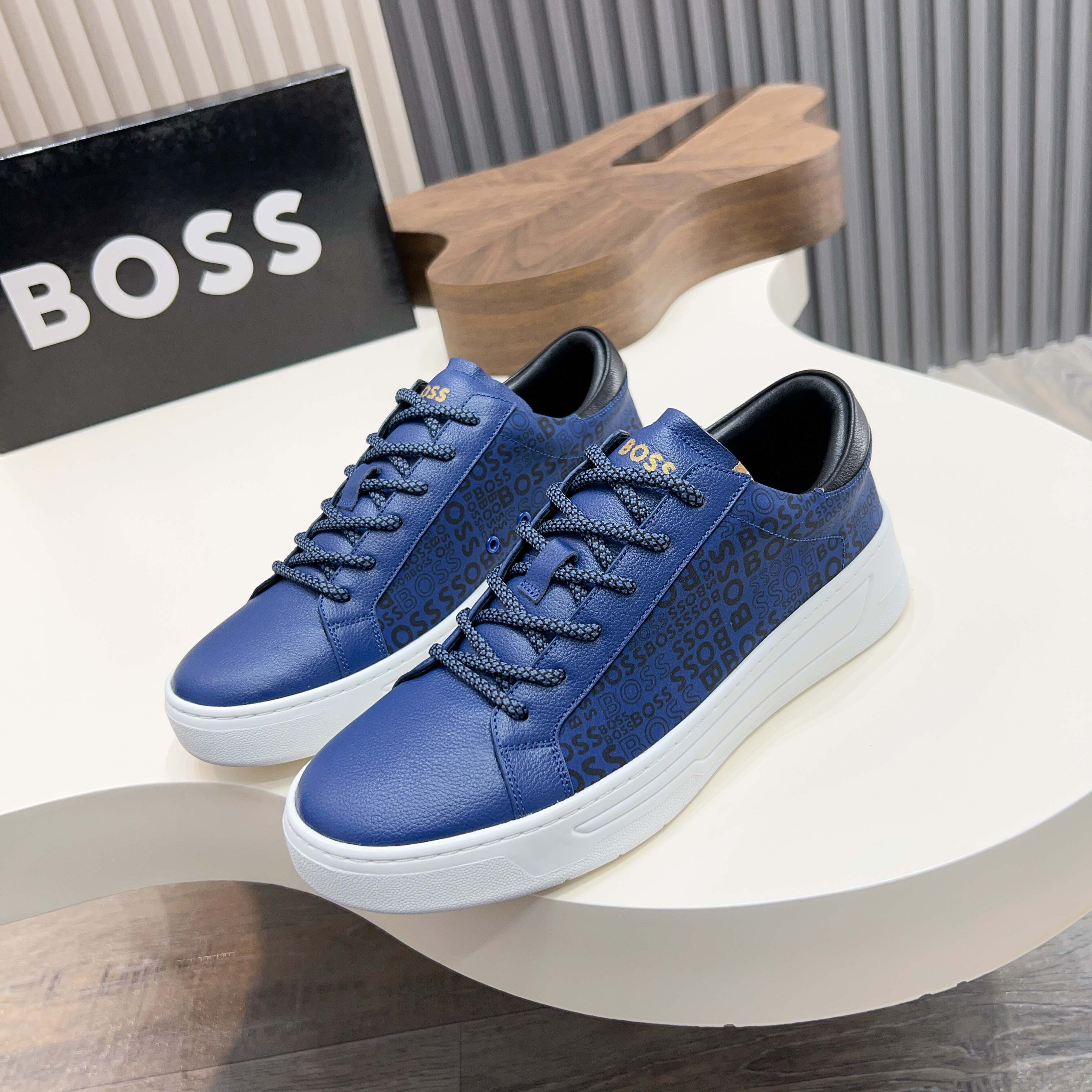 BOSS Men's Leather Sneakers - Comfortable, Breathable Sport Shoes 1 BOSS Men's Leather Sneakers - Comfortable, Breathable Sport Shoes