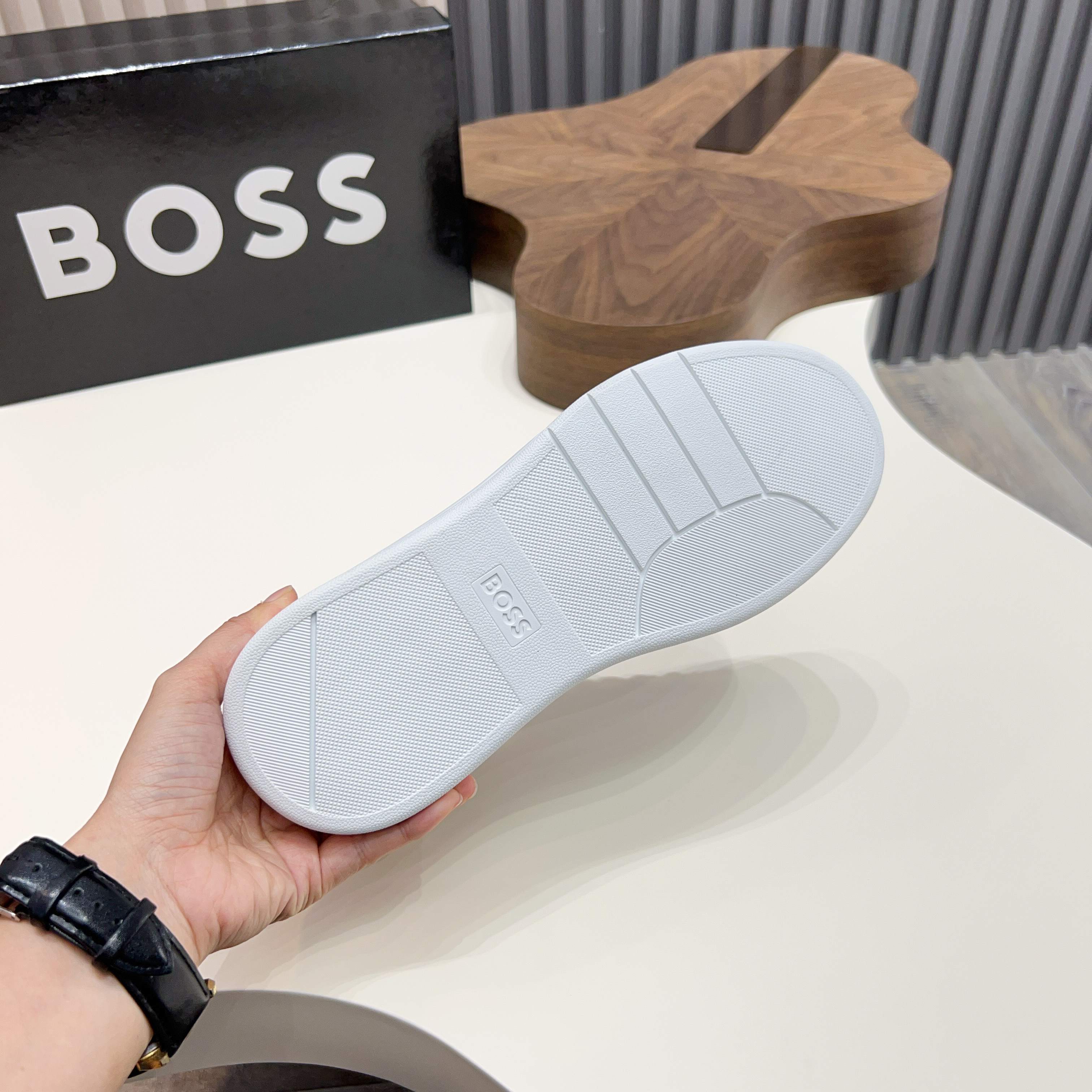 Hugo Boss Men's White Leather Sneaker with Logo Print - Comfort & Style 6 a1745625425289 8541