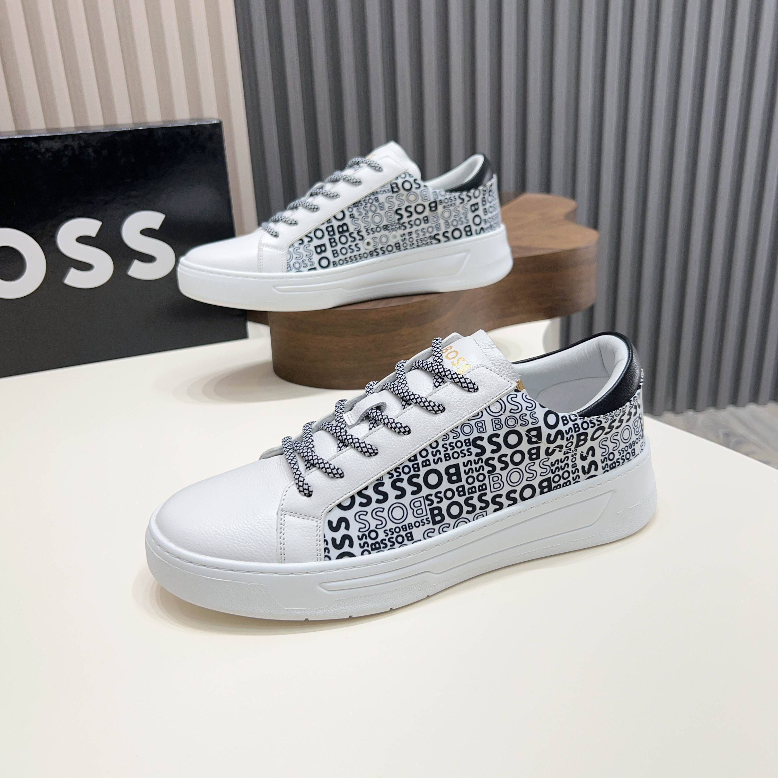 Hugo Boss Men's White Leather Sneaker with Logo Print - Comfort & Style 11 a1745625427207 4112