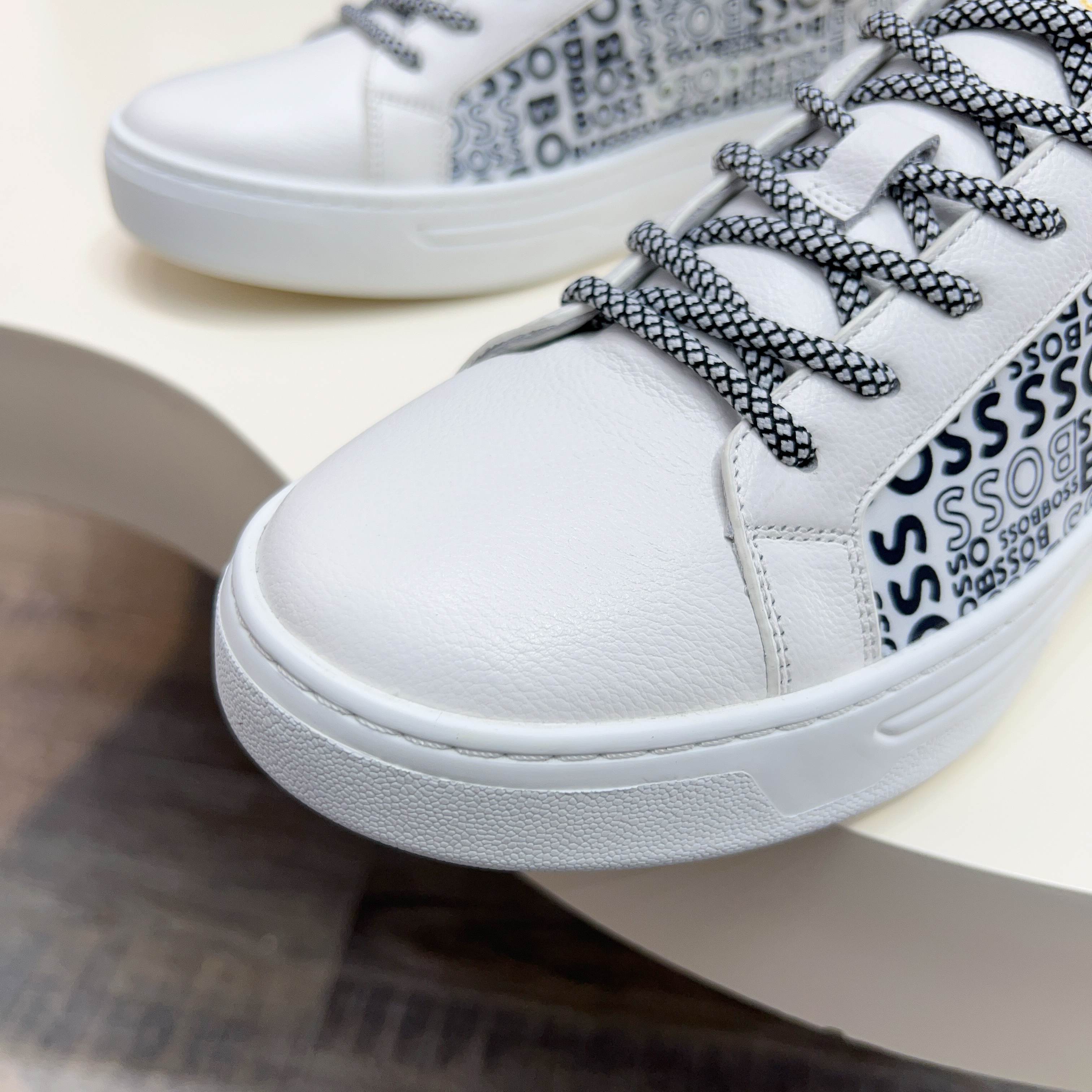 Hugo Boss Men's White Leather Sneaker with Logo Print - Comfort & Style 9 a1745625429078 8686