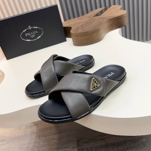 Prada Men's Nappa Leather Crisscross Slide Sandals | Comfortable & Stylish 1 Prada Men's Nappa Leather Crisscross Slide Sandals | Comfortable & Stylish