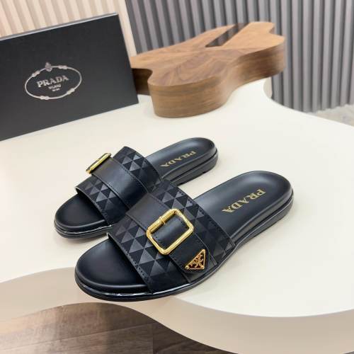 Prada Men's Soft Leather Sandals Slides - Modern Minimalist Design 1 Prada Men's Soft Leather Sandals Slides - Modern Minimalist Design