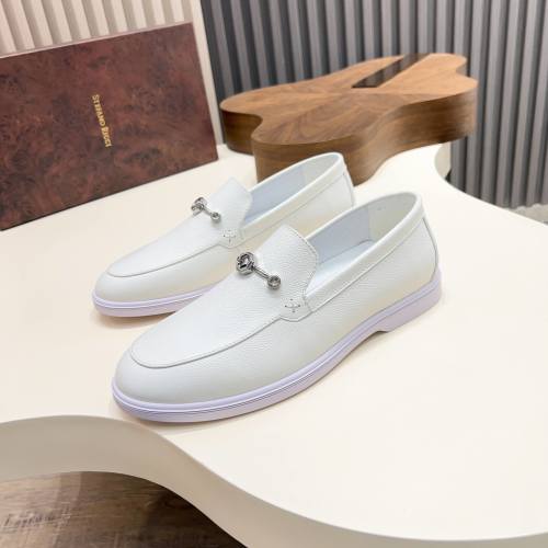 Stefano Ricci Men's White Leather Loafers with Metal Buckle - Size 39-46 1 Stefano Ricci Men's White Leather Loafers with Metal Buckle - Size 39-46