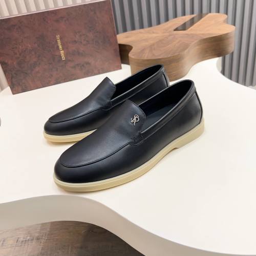 Stefano Ricci Men's Black Leather Loafers with Metal Logo Accent 1 Stefano Ricci Men's Black Leather Loafers with Metal Logo Accent