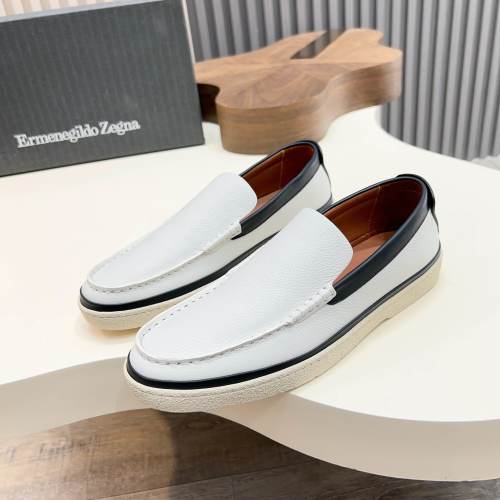 Ermenegildo Zegna Garonne Flex White Leather Loafers - Slip-On Style 1 Ermenegildo Zegna Garonne Flex White Leather Loafers - Slip-On Style
