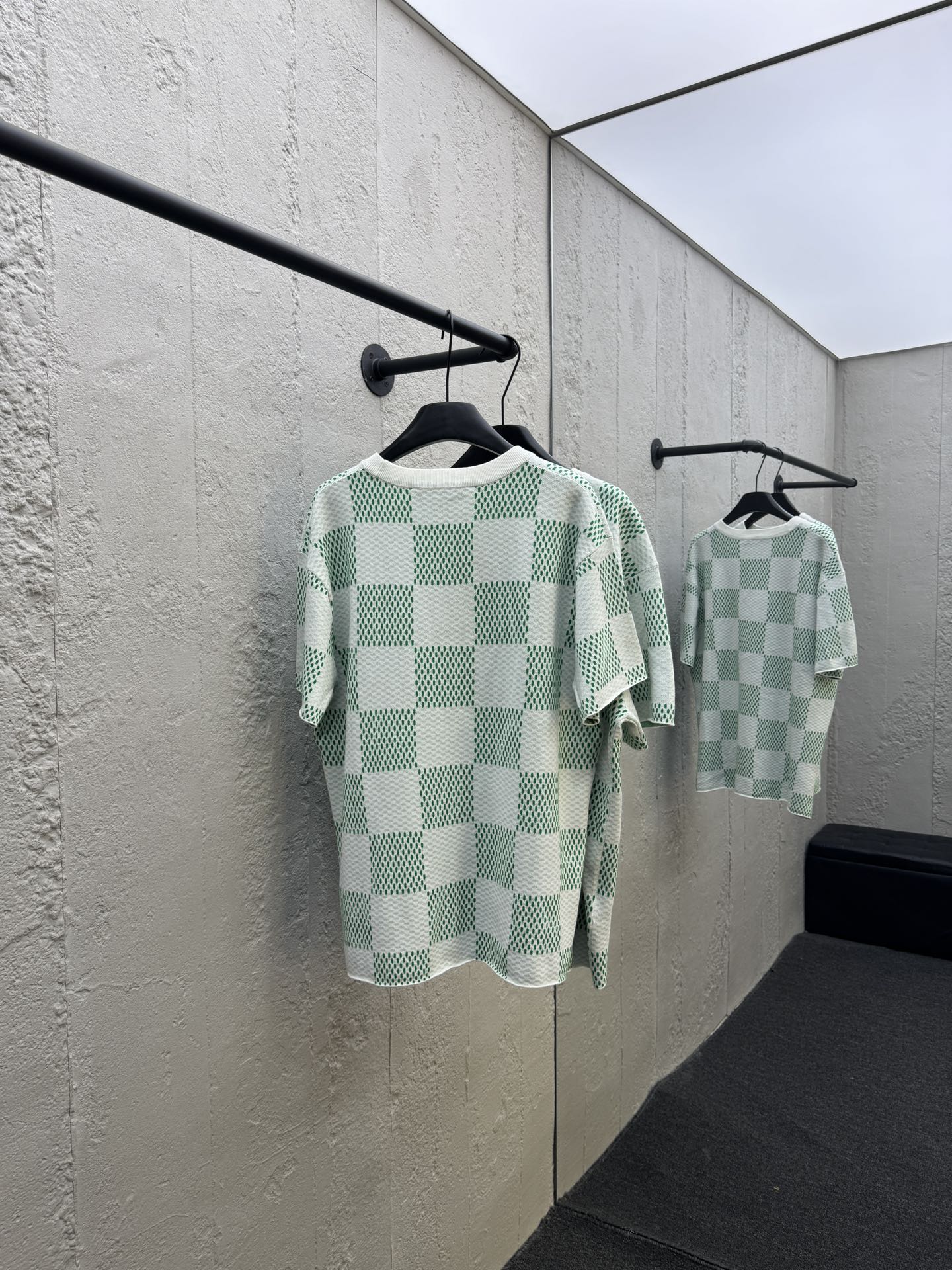 LOUIS VUITTON 绿棋盘格提花短袖t恤 2