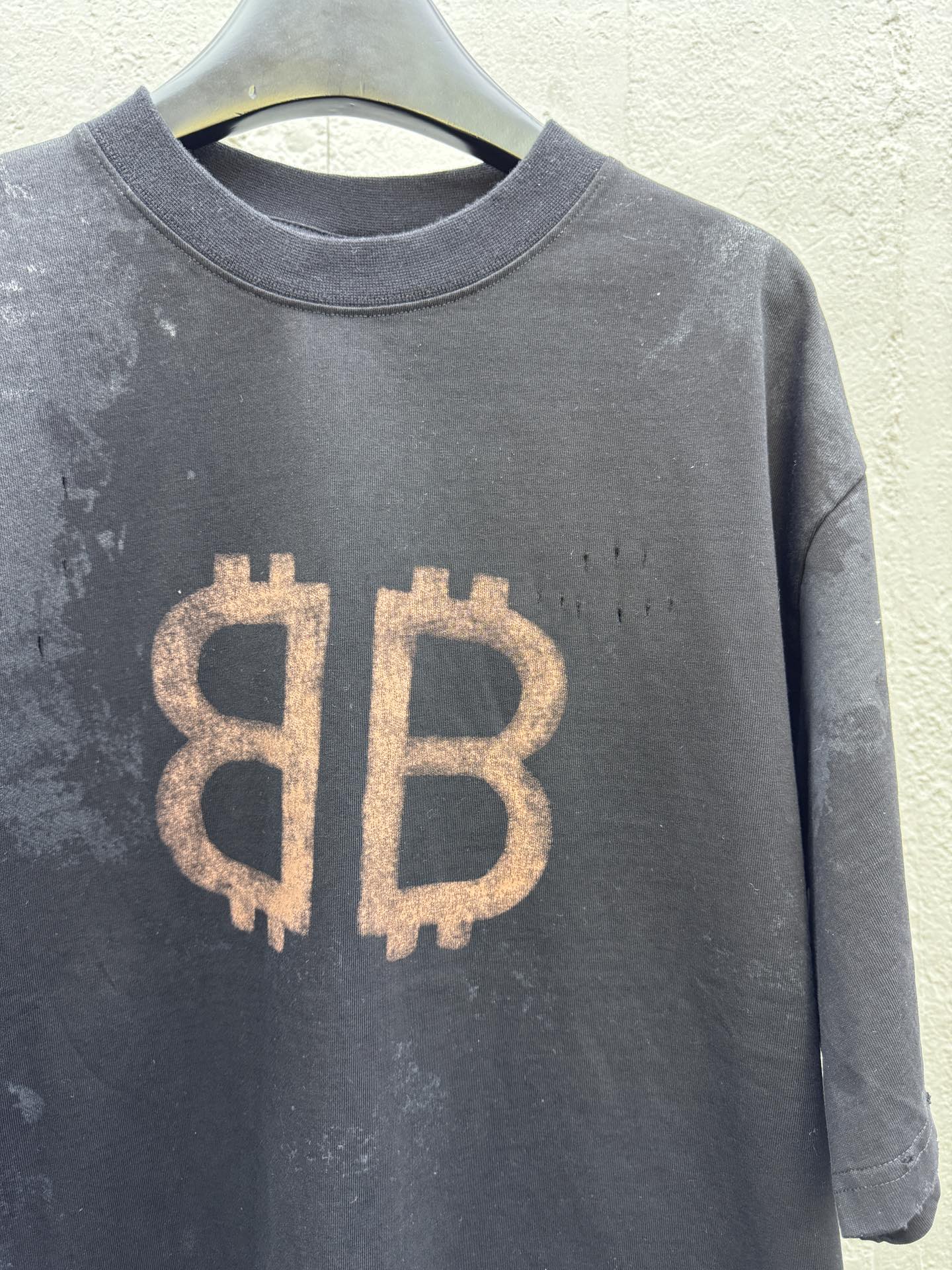 Balenciaga 泥染做旧BB印花短袖 5