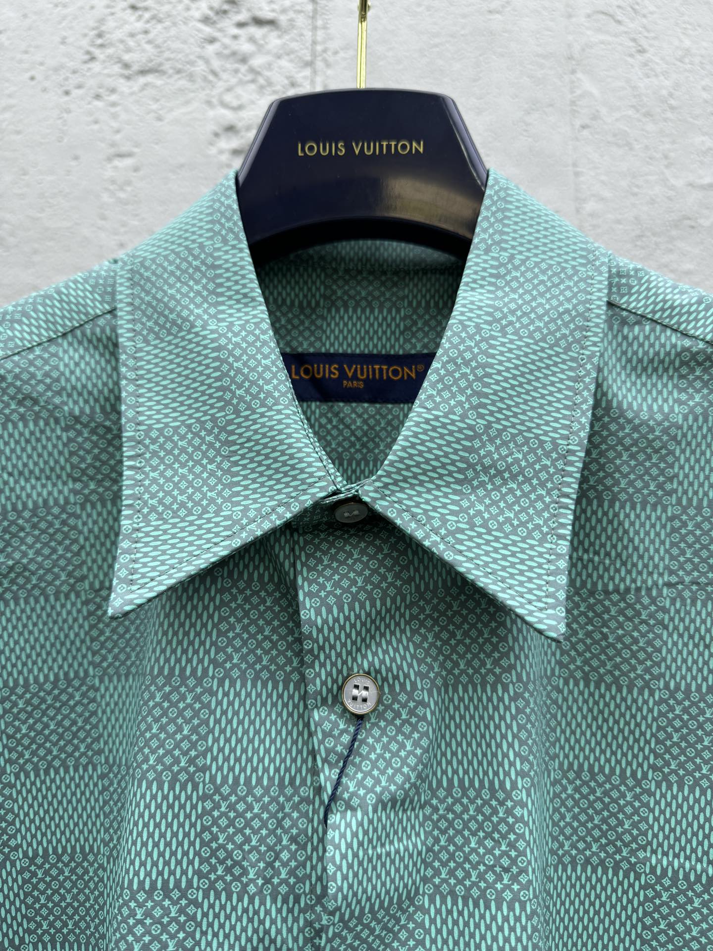 LOUIS VUITTON 绿棋盘格翻领衬衫 3