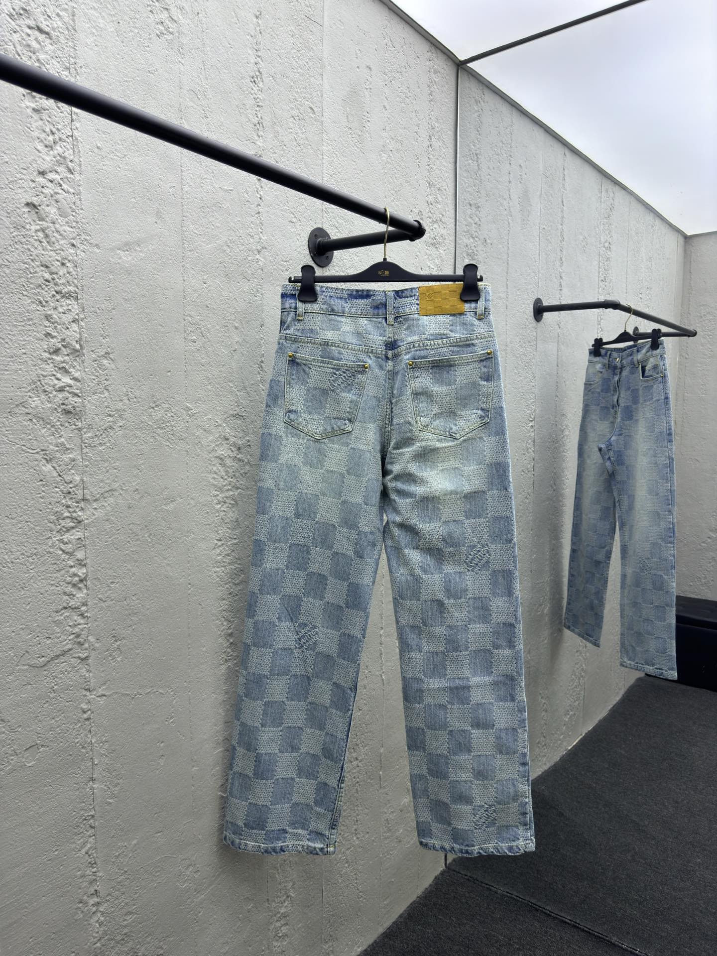 LOUIS VUITTON 阔腿棋盘格牛仔长裤 2