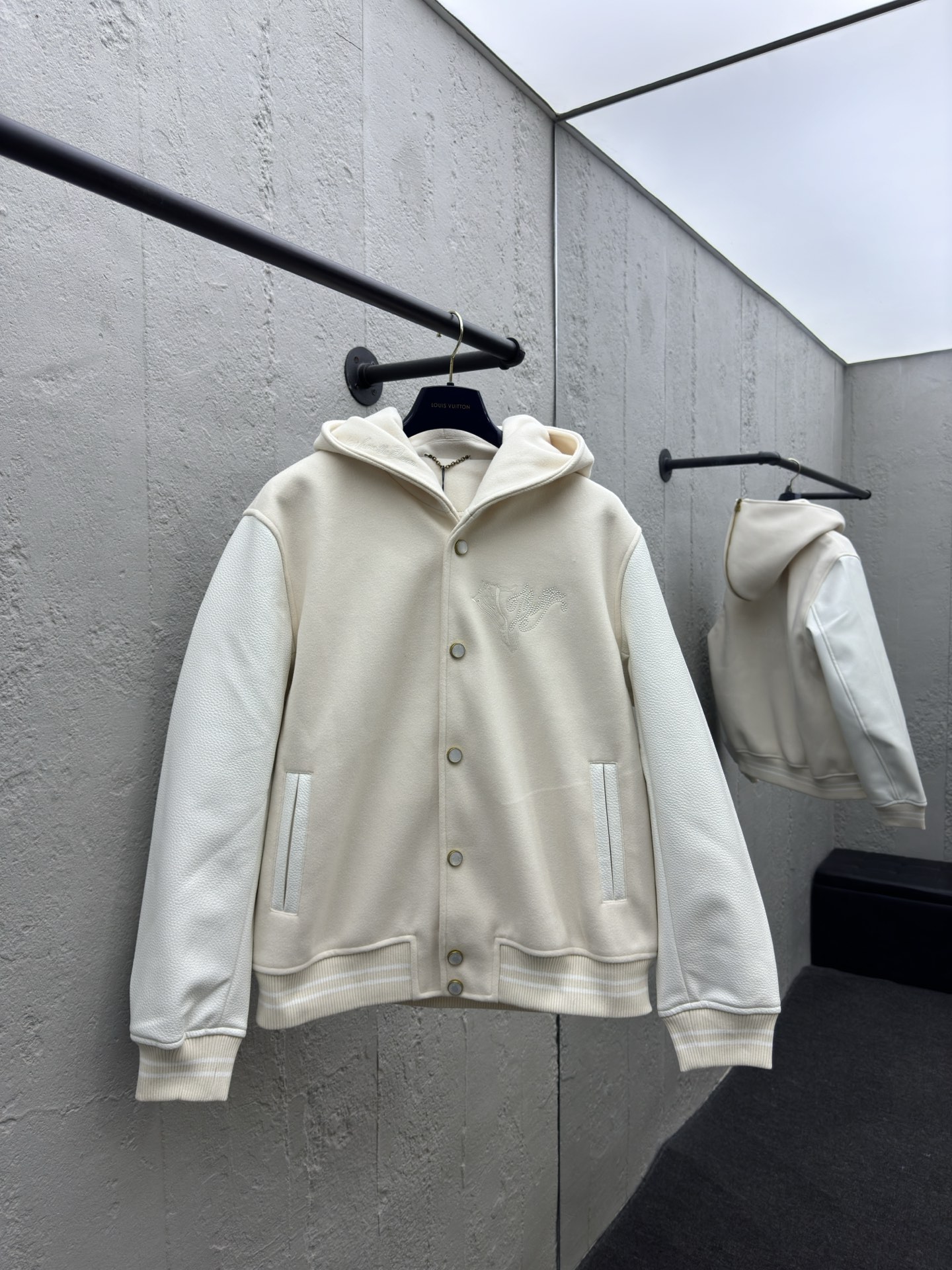 Louis Vuitton Clothing Coats & Jackets Sweatshirts Beige White Embroidery Unisex Cowhide Wool