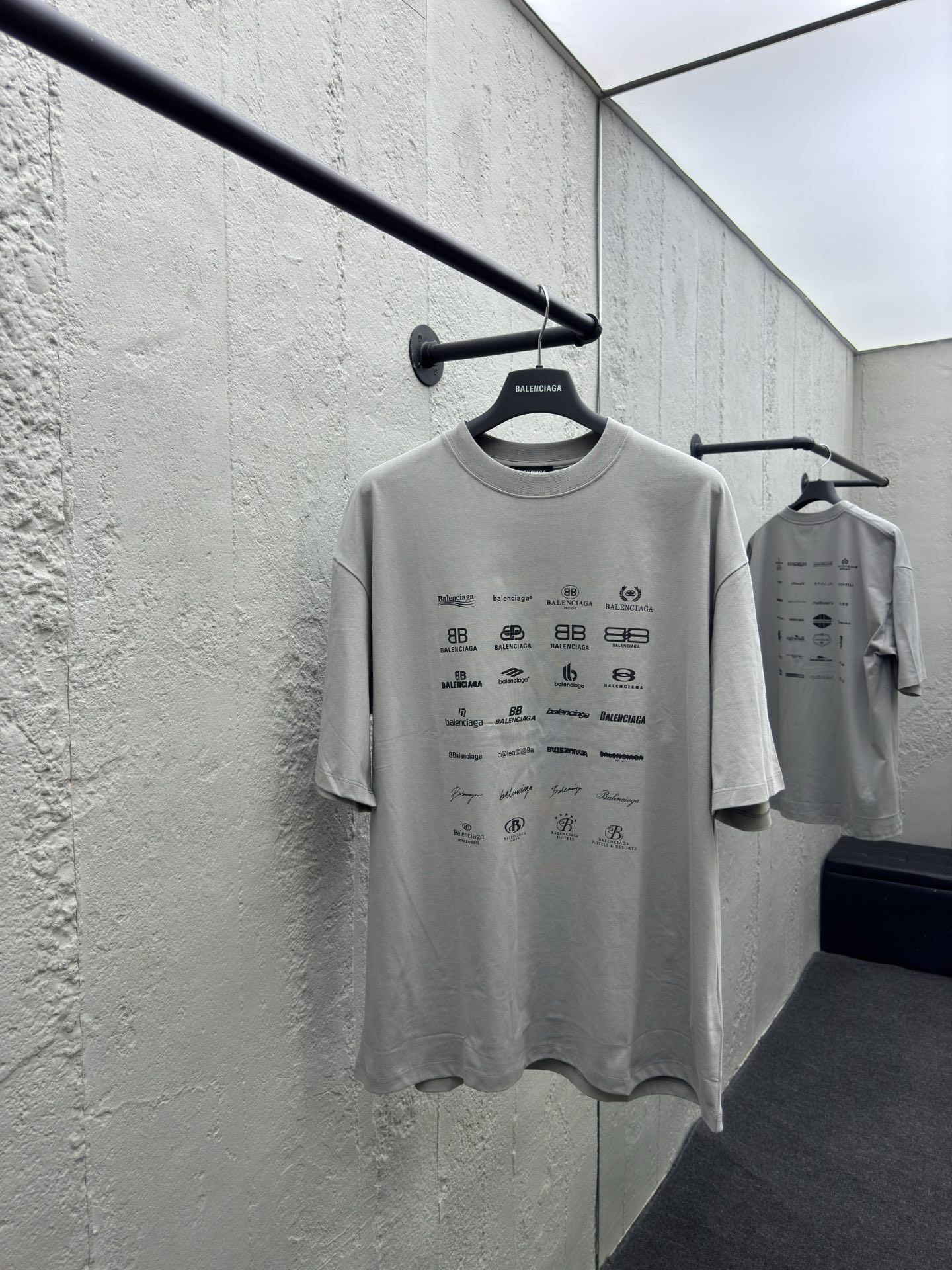 Balenciaga All-Over Logo Print Short-Sleeve T-Shirt - Clothes