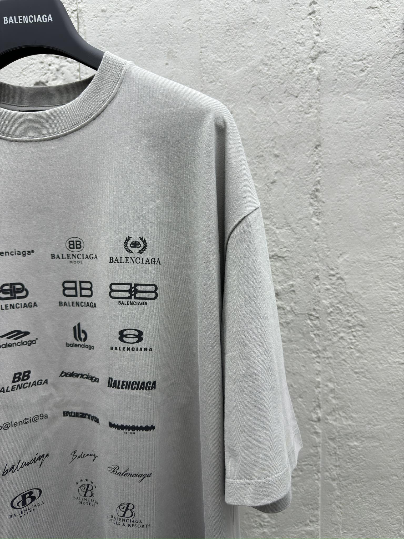 Balenciaga All-Over Logo Print Short-Sleeve T-Shirt - Clothes 5