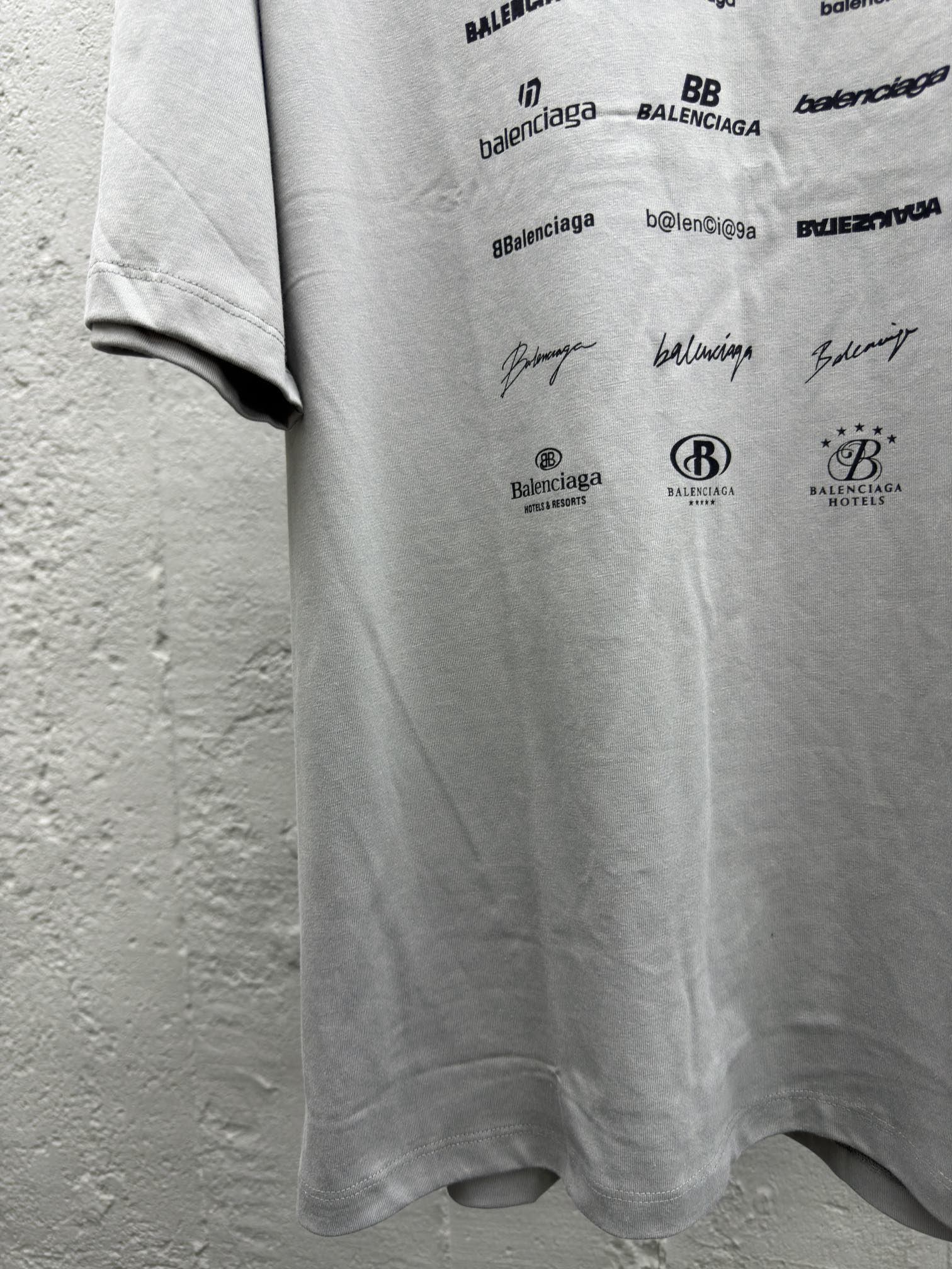 Balenciaga All-Over Logo Print Short-Sleeve T-Shirt - Clothes 7