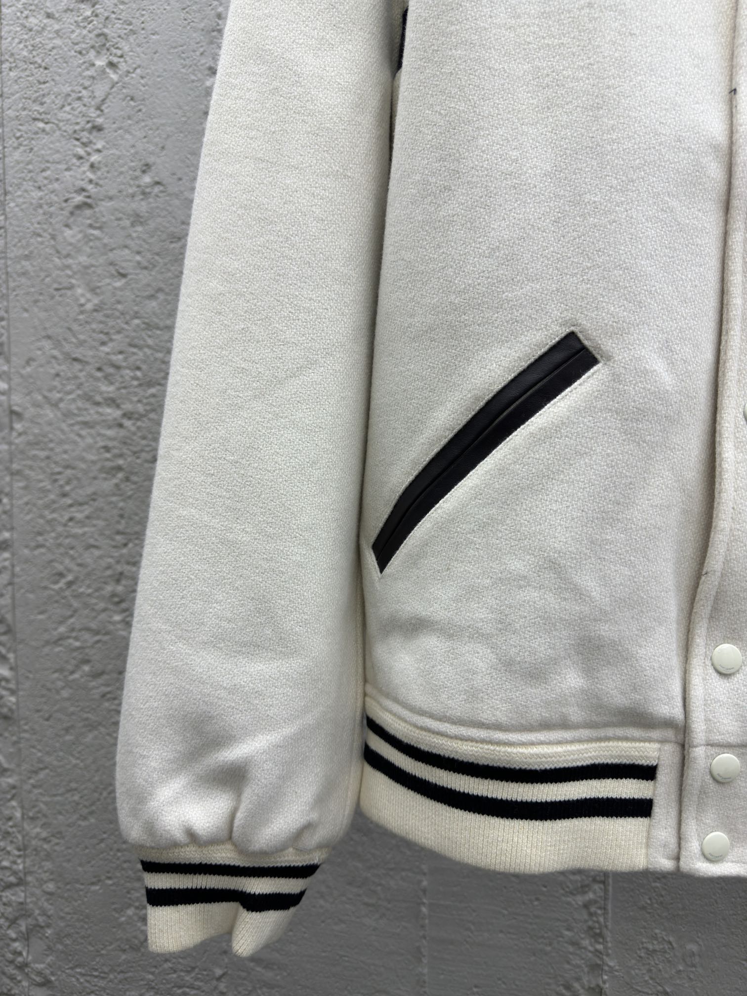 SAINT LAURENT 羊毛棒球夹克外套 6