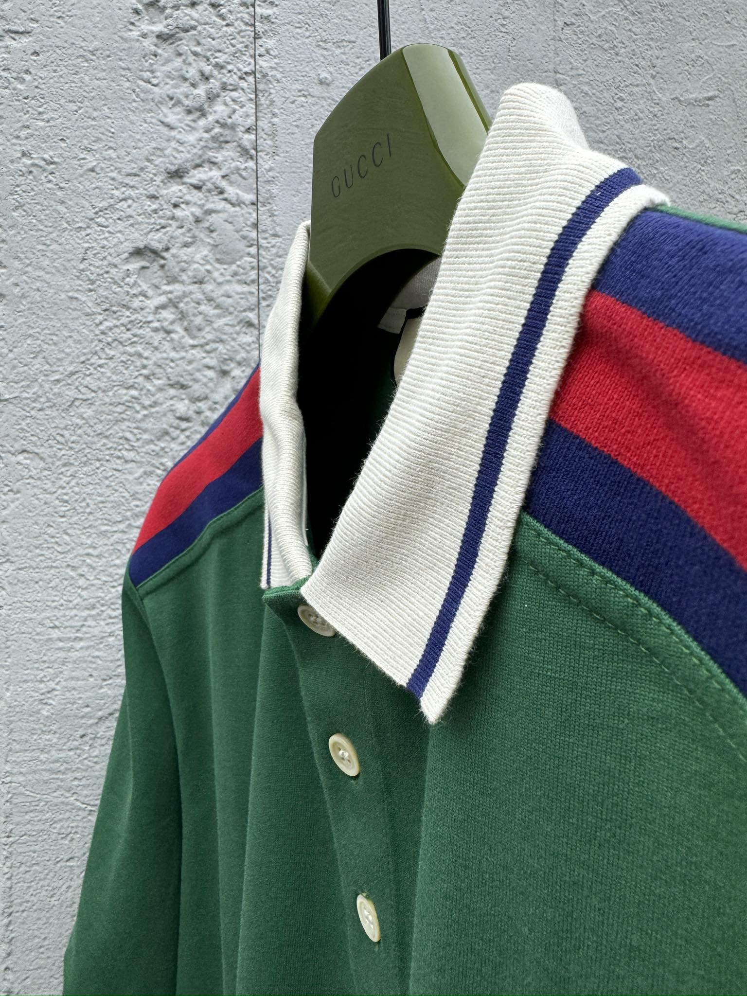 GUCCI 织带镶肩POLO衫 8