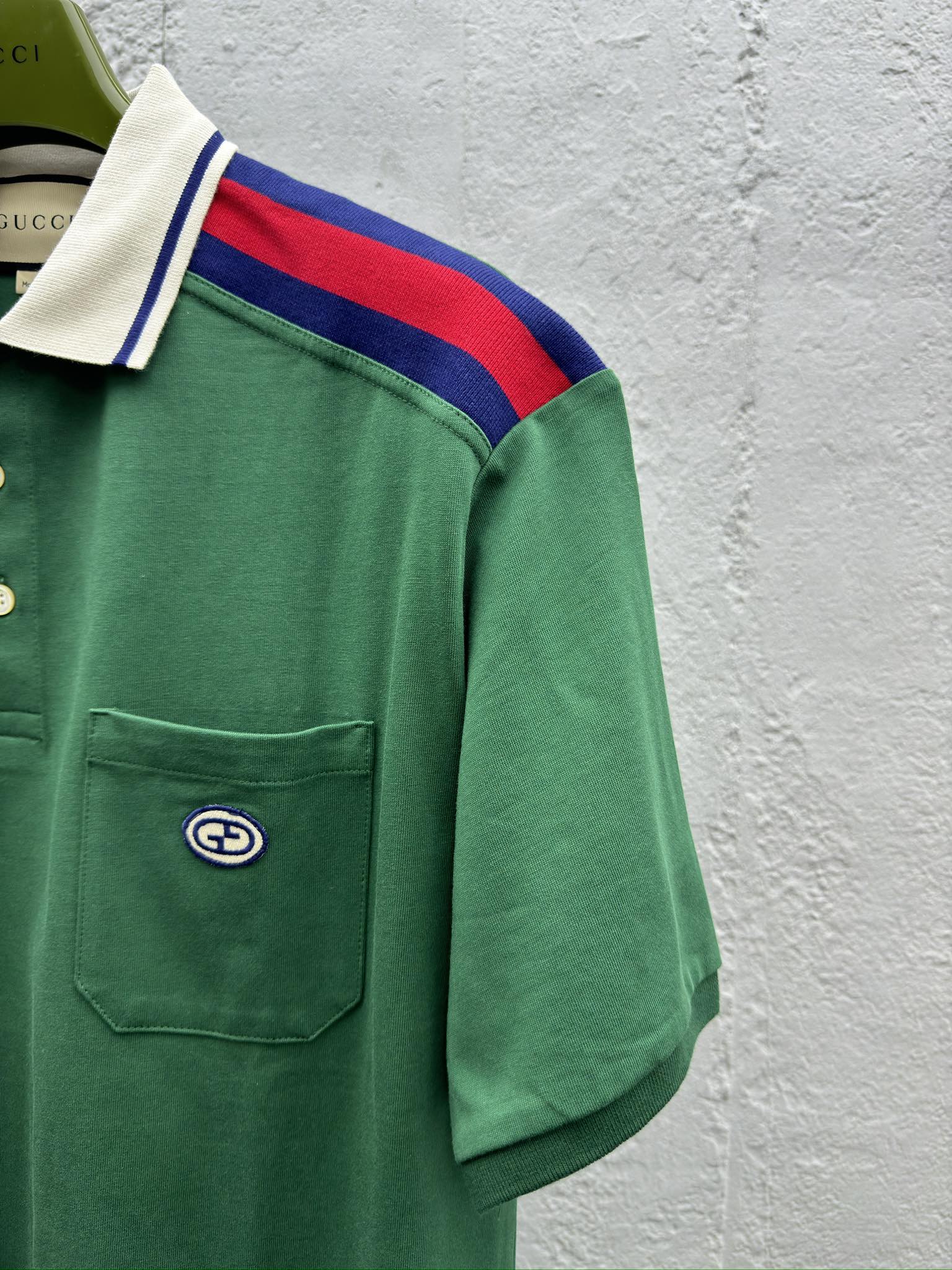 GUCCI 织带镶肩POLO衫 5