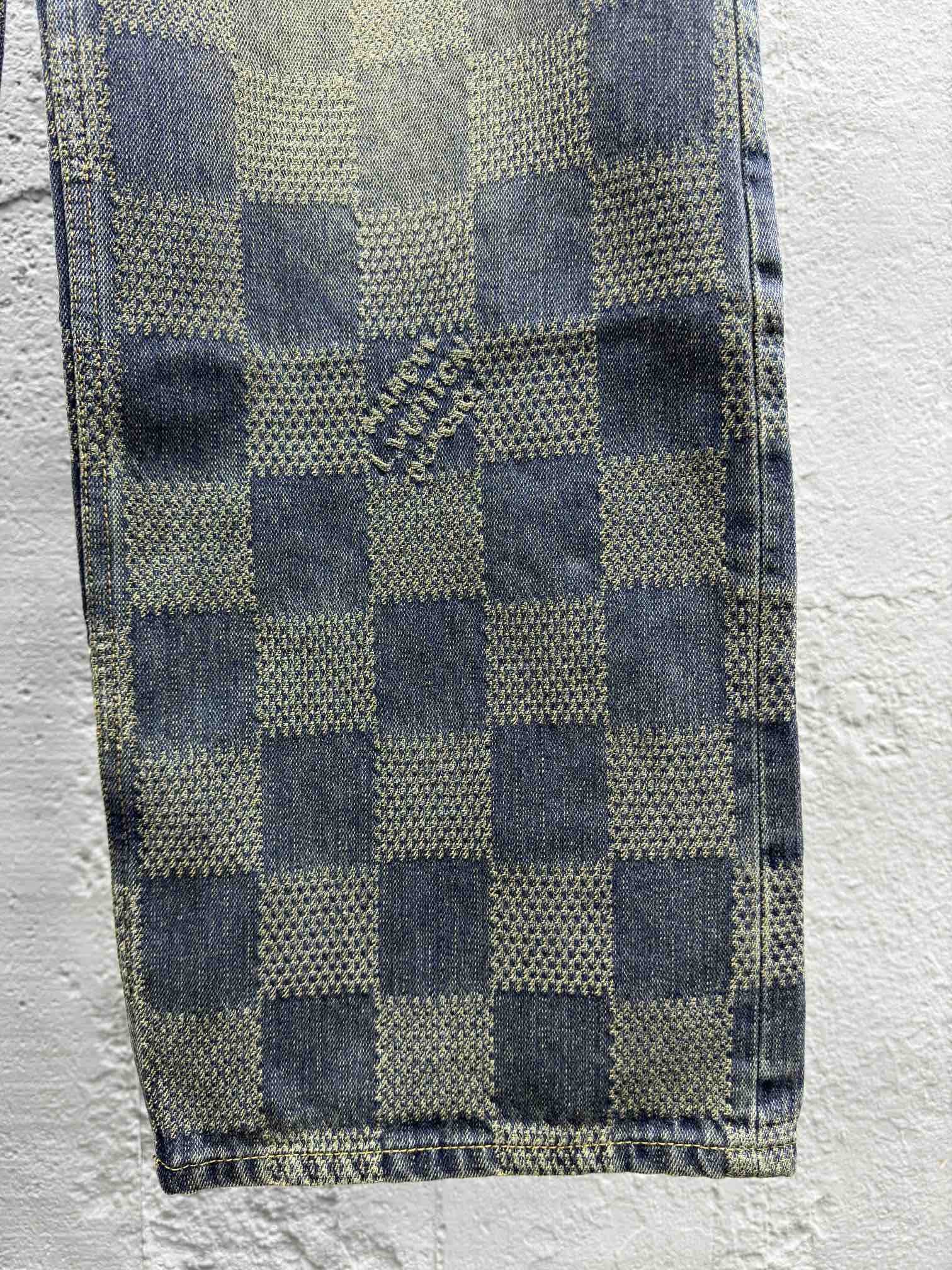 LOUIS VUITTON 泛黄做旧棋盘格牛仔裤 7