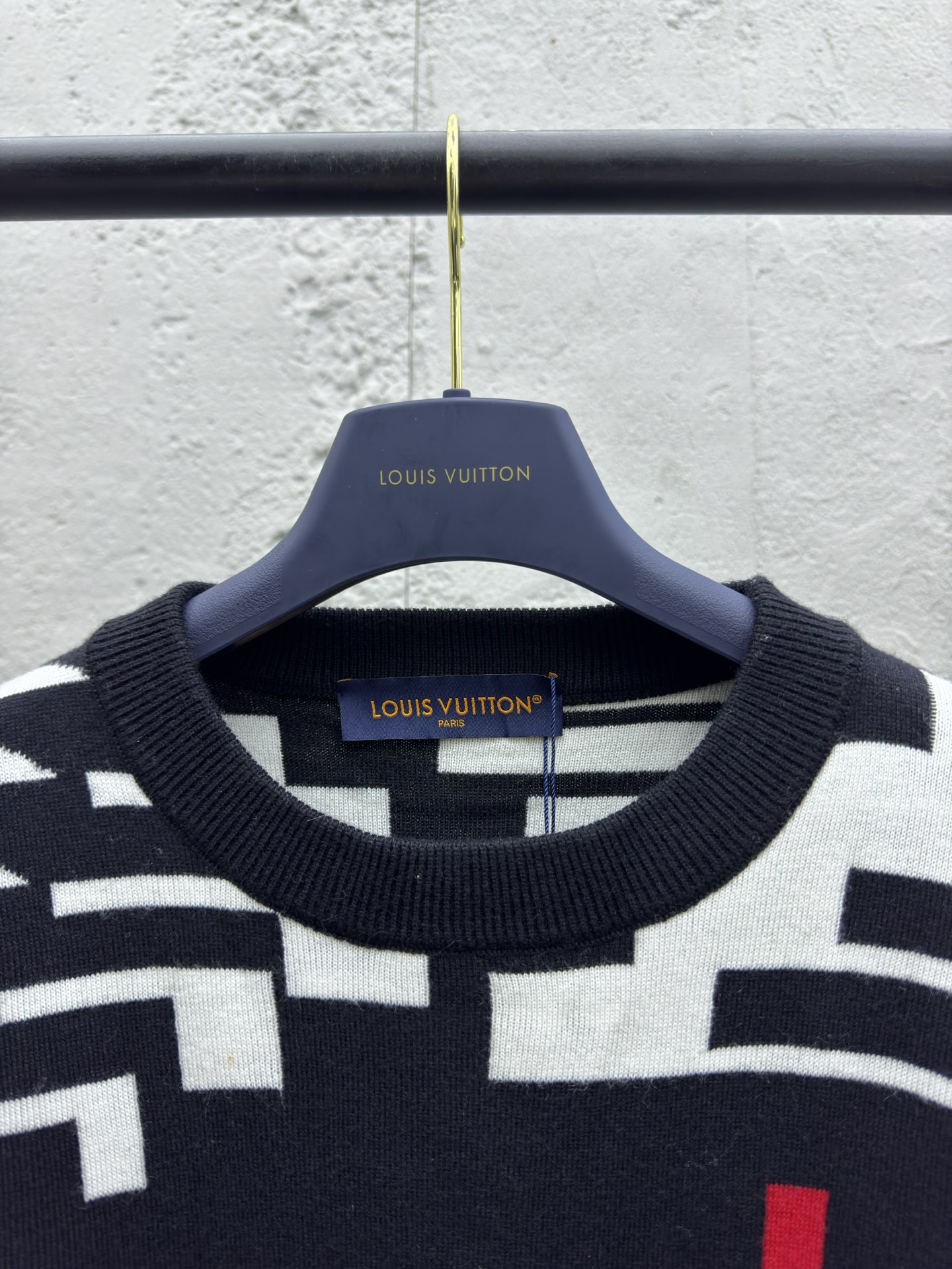 LOUIS VUITTON 黑白格子纹套头毛衣 3