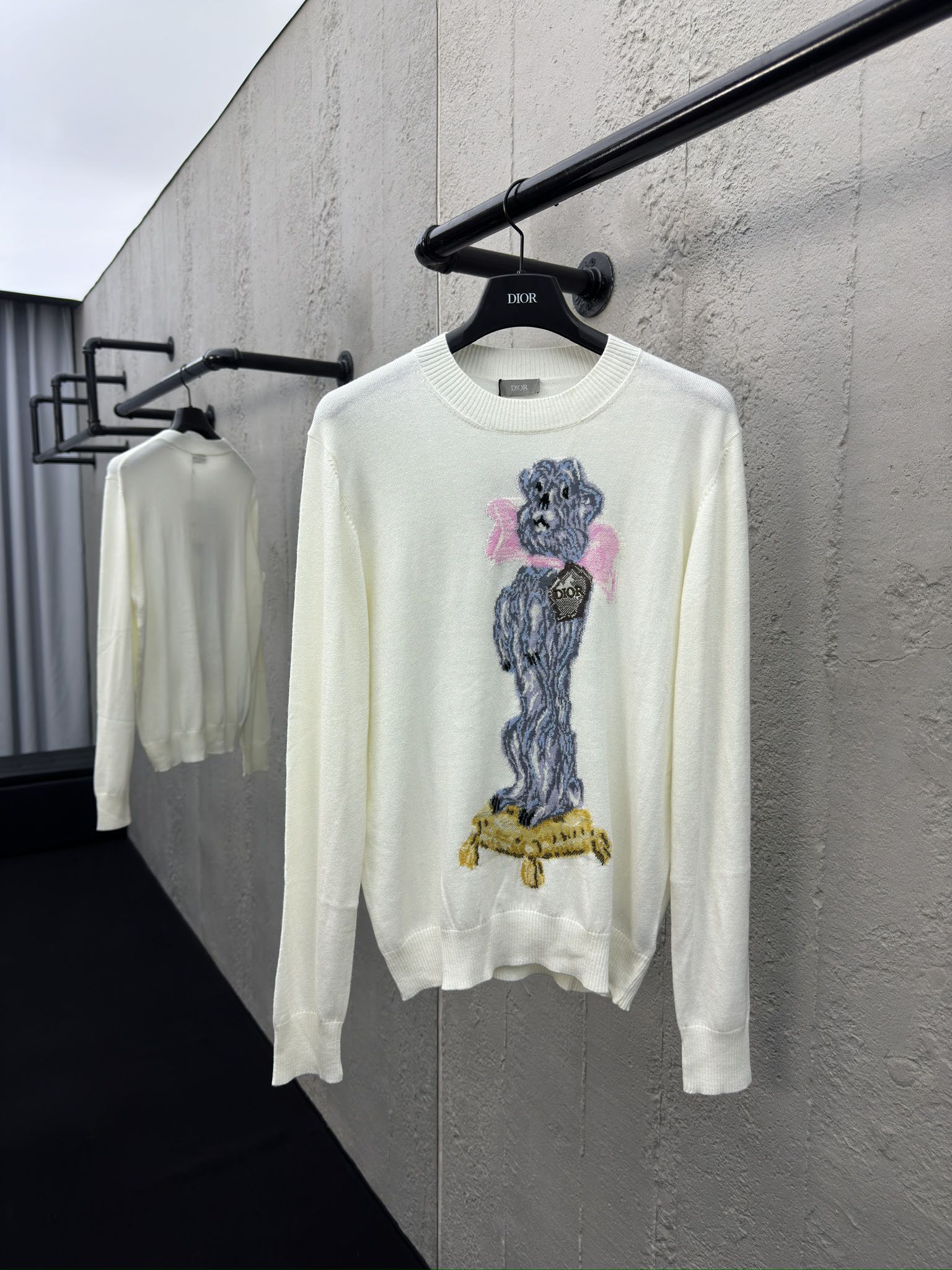 Dior Clothing Sweatshirts Beige White Weave Wool