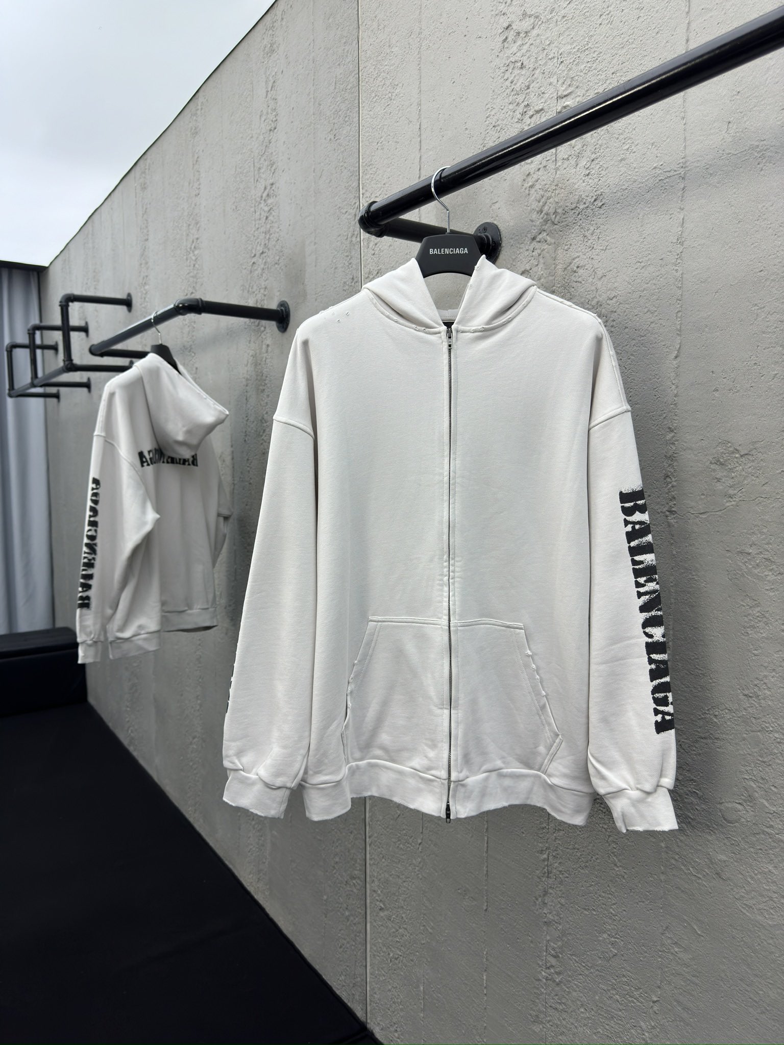 Balenciaga Blurred Lettering Zip-Up Hoodie - Bag