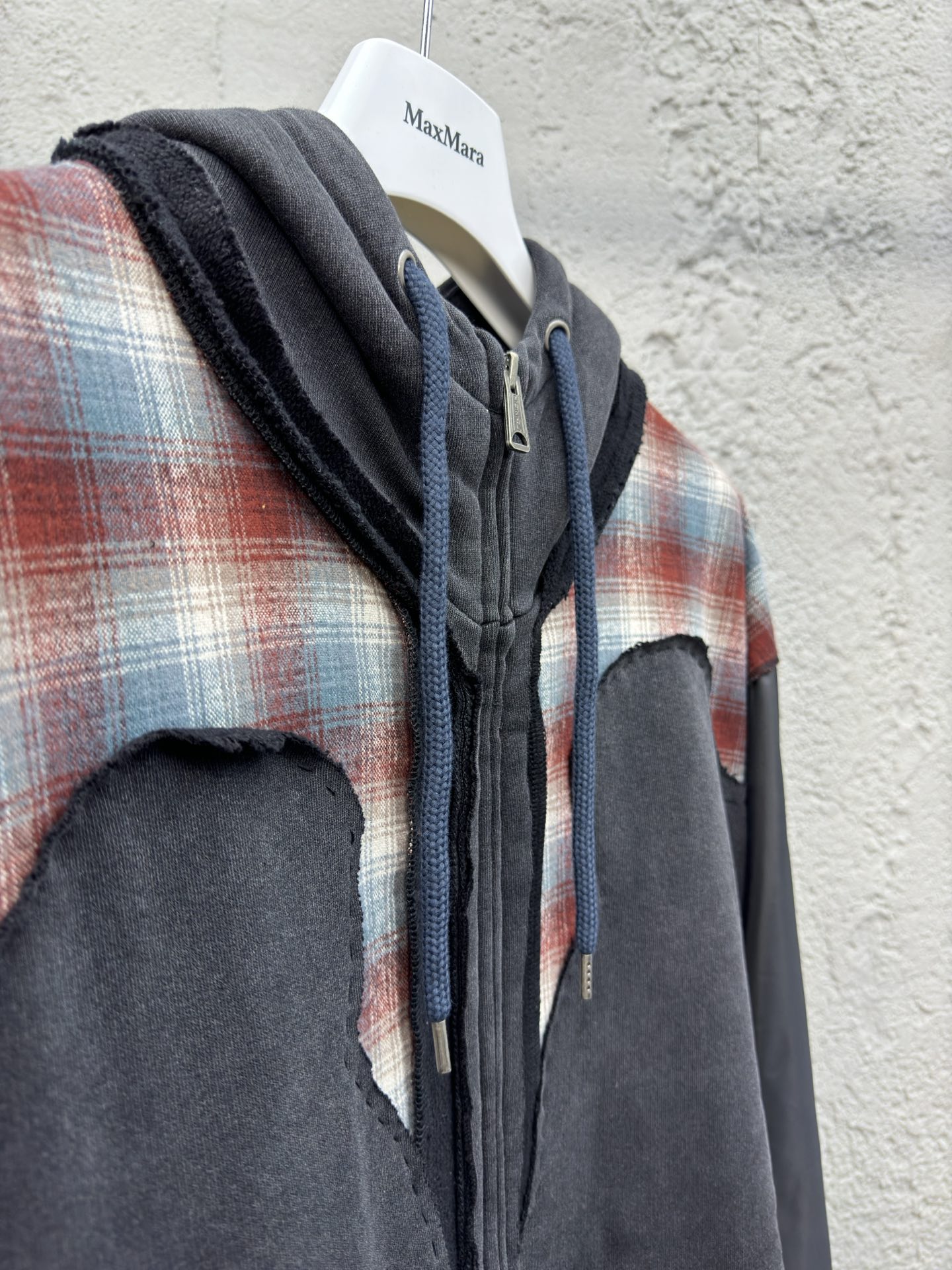 Maison Margiela 格子拼接拉链帽衫 8
