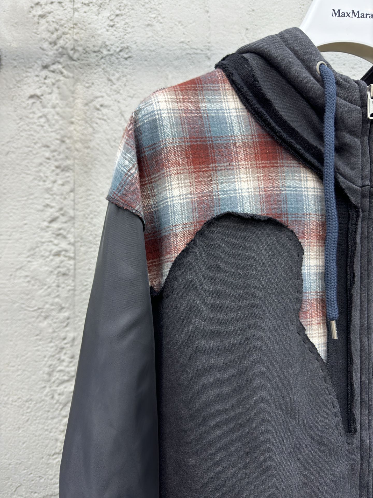 Maison Margiela 格子拼接拉链帽衫 4