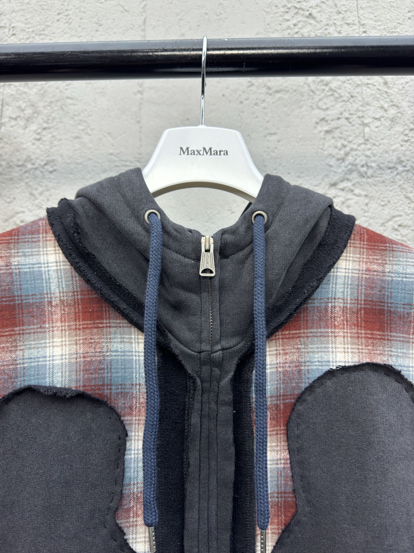 Maison Margiela 格子拼接拉链帽衫 3