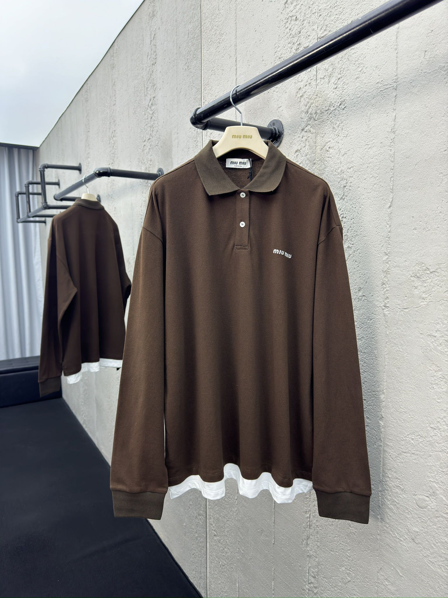 MIUMIU 假两件小标POLO衫
