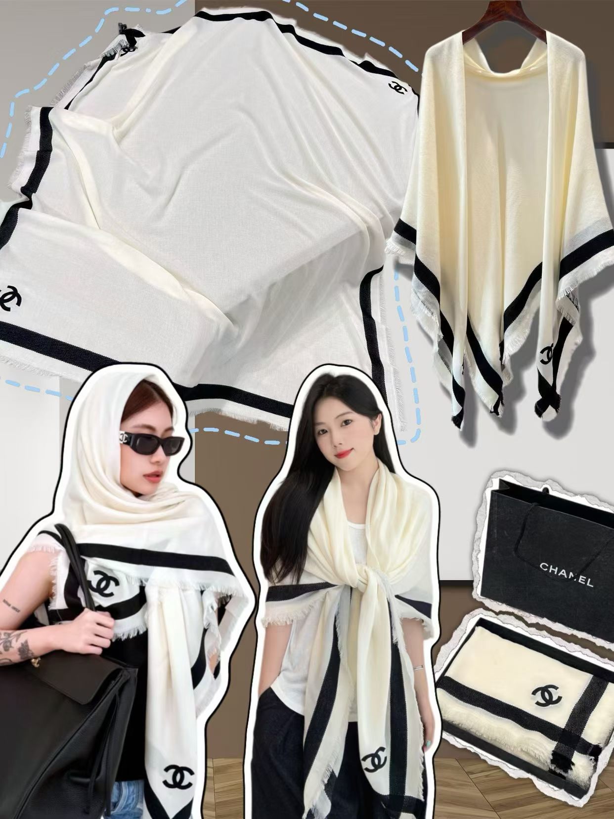💟高端品质到货💕上新🆕Chanel 26S 重工色织黑边，经典黑白交织，亲肤透气，四季可用，尤其适合夏季