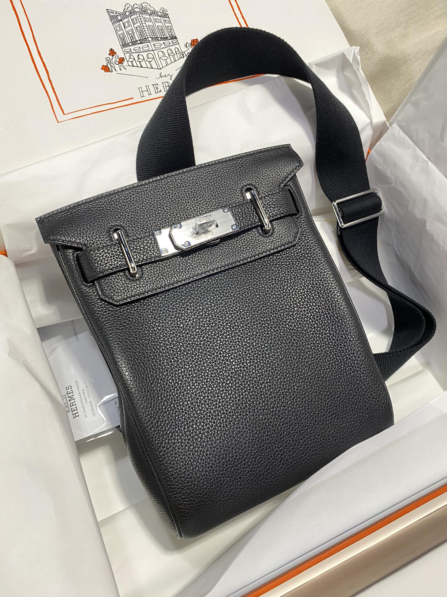 Hermès Hermes chest bag Hac a dos black silver buckle customer order