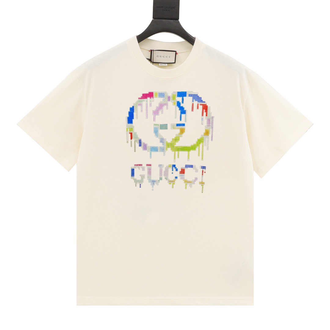 Gucci Odzież T-Shirt Kolor moreli Czarny Unisex Kolekcja letnia Fashion Krótki rękaw