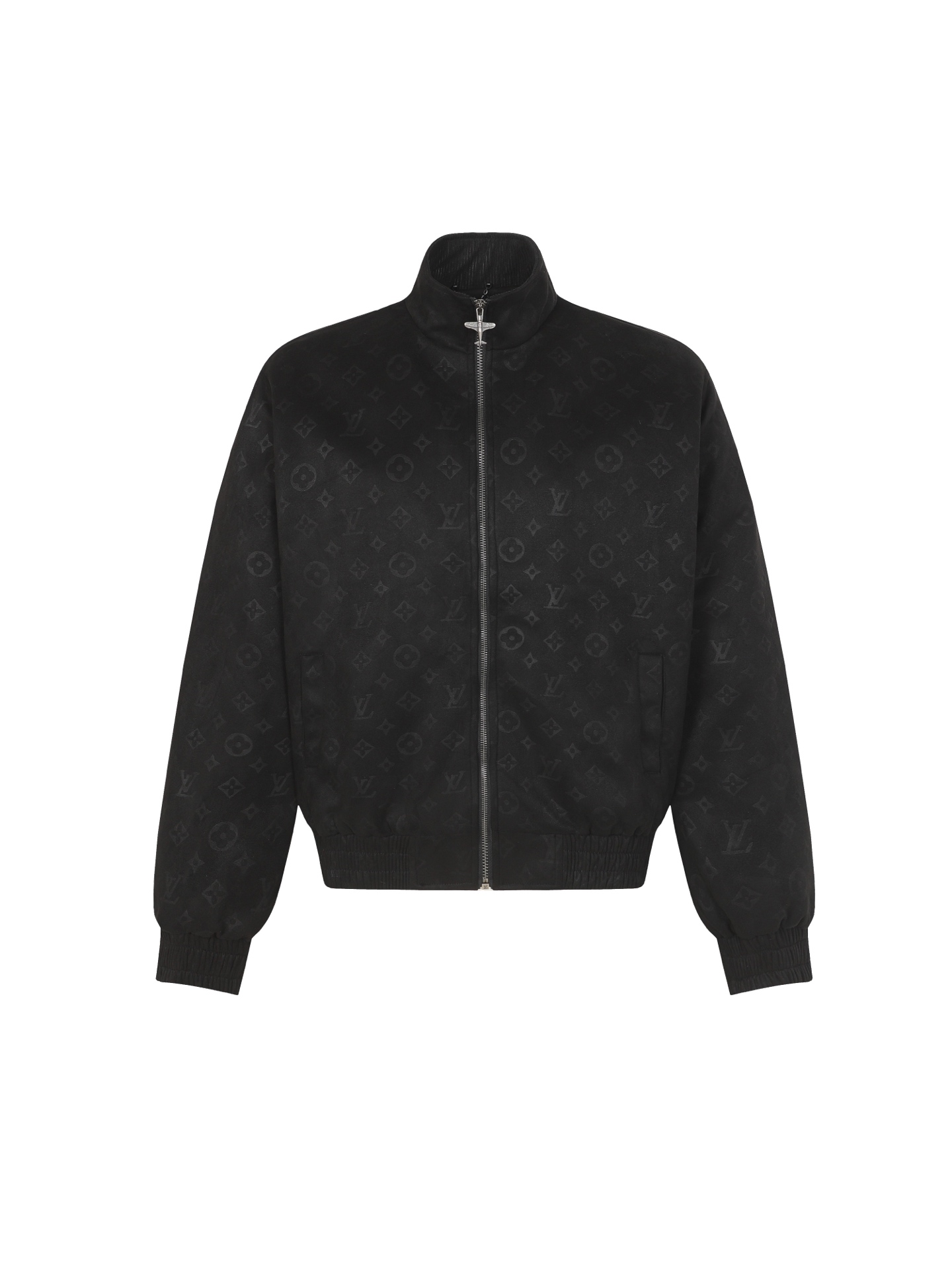 Louis Vuitton 2025 Early Spring Black Suede Blouson Jacket,Monogram Embossed