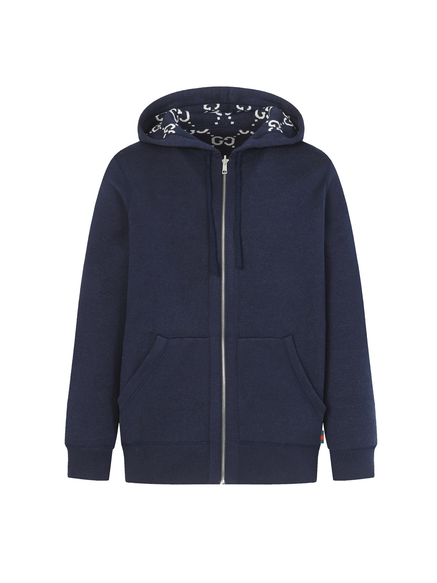 Gucci Men's Navy Blue Knit Jersey Zip-Up Hoodie with GG Pattern Lining 2 i1758392797177 6751 0 7