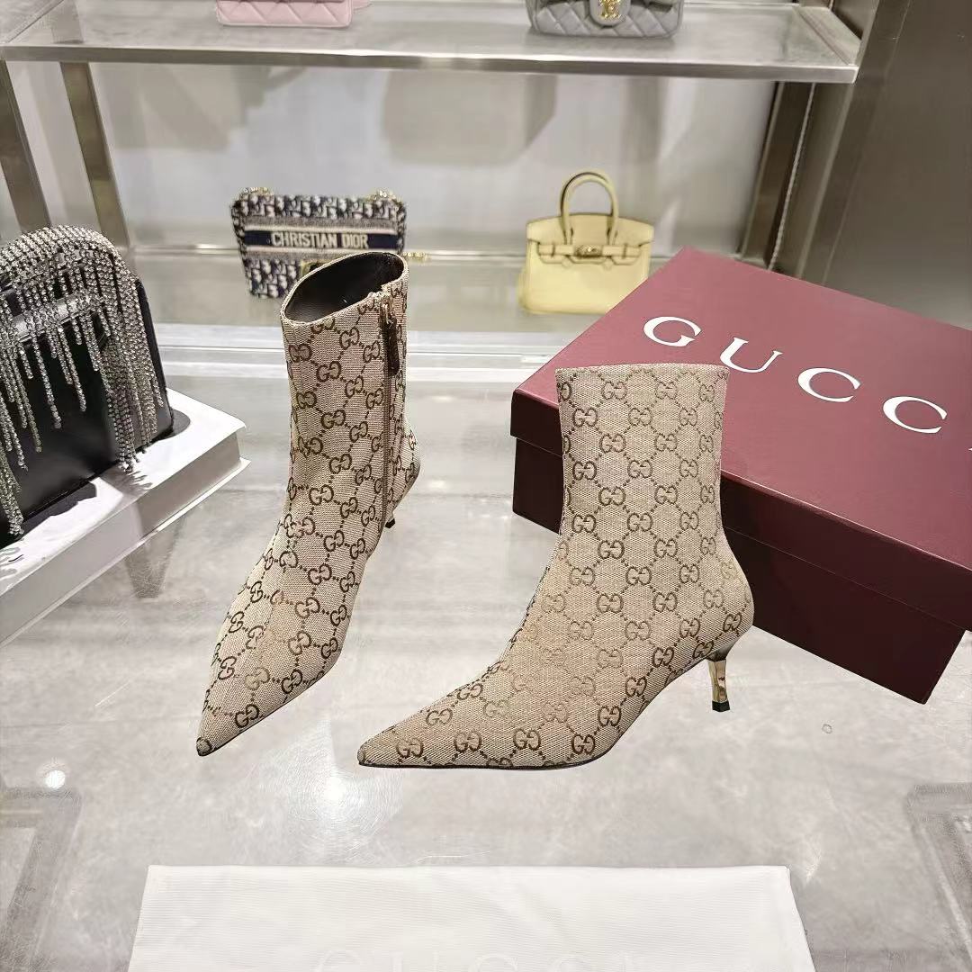 GUCCI Beige GG Bombshell Ankle Boots