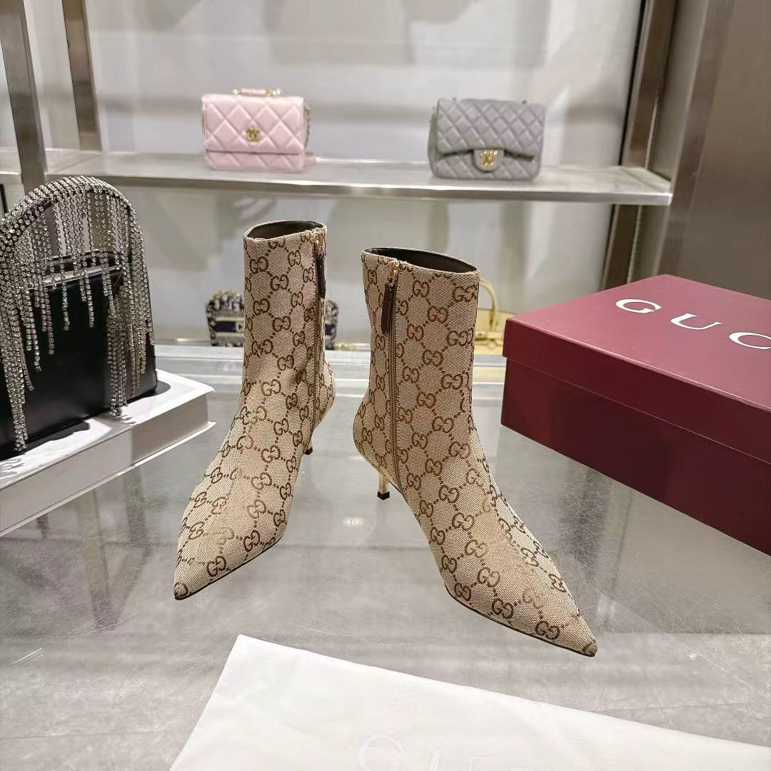 GUCCI Beige GG Bombshell Ankle Boots