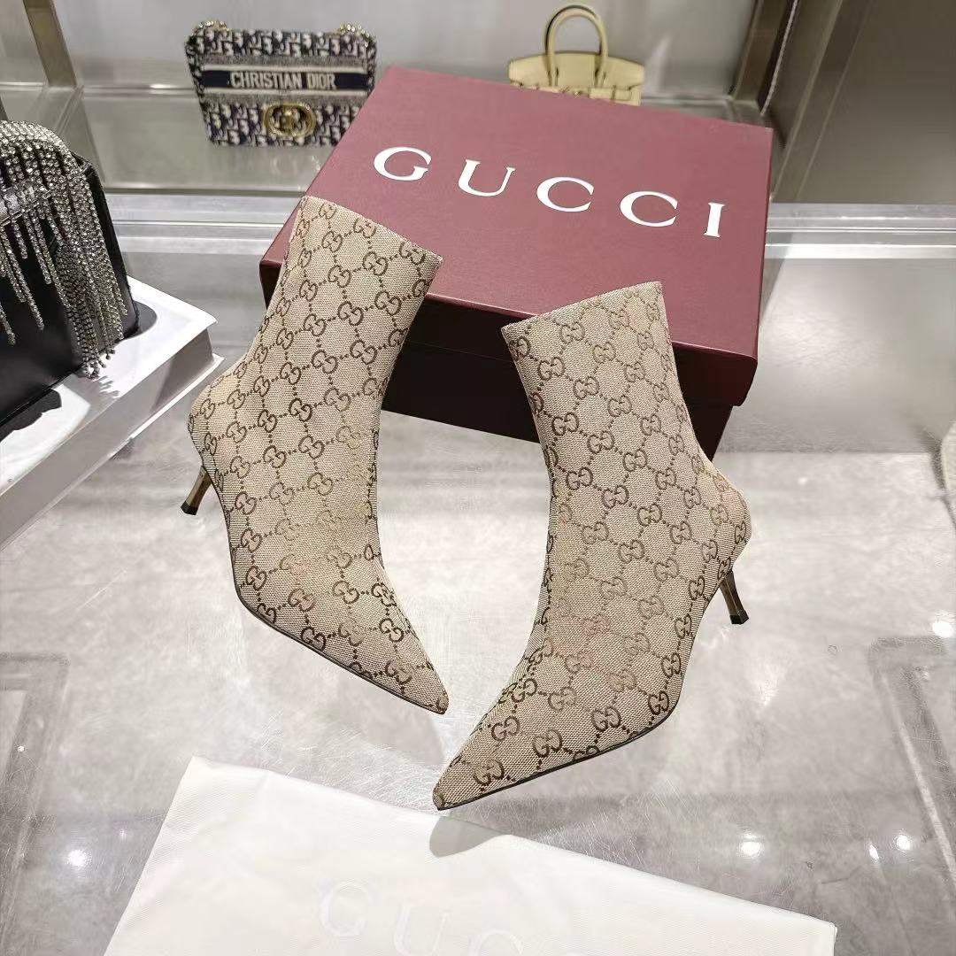 GUCCI Beige GG Bombshell Ankle Boots