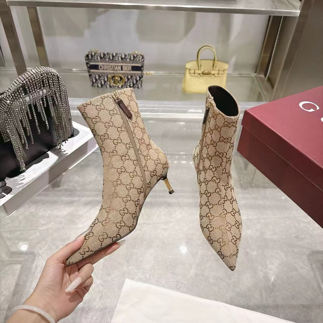 GUCCI Beige GG Bombshell Ankle Boots