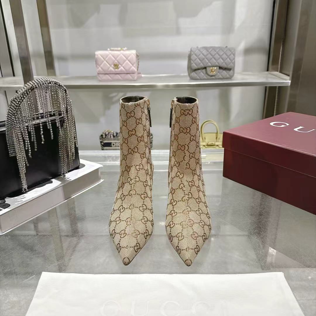 GUCCI Beige GG Bombshell Ankle Boots